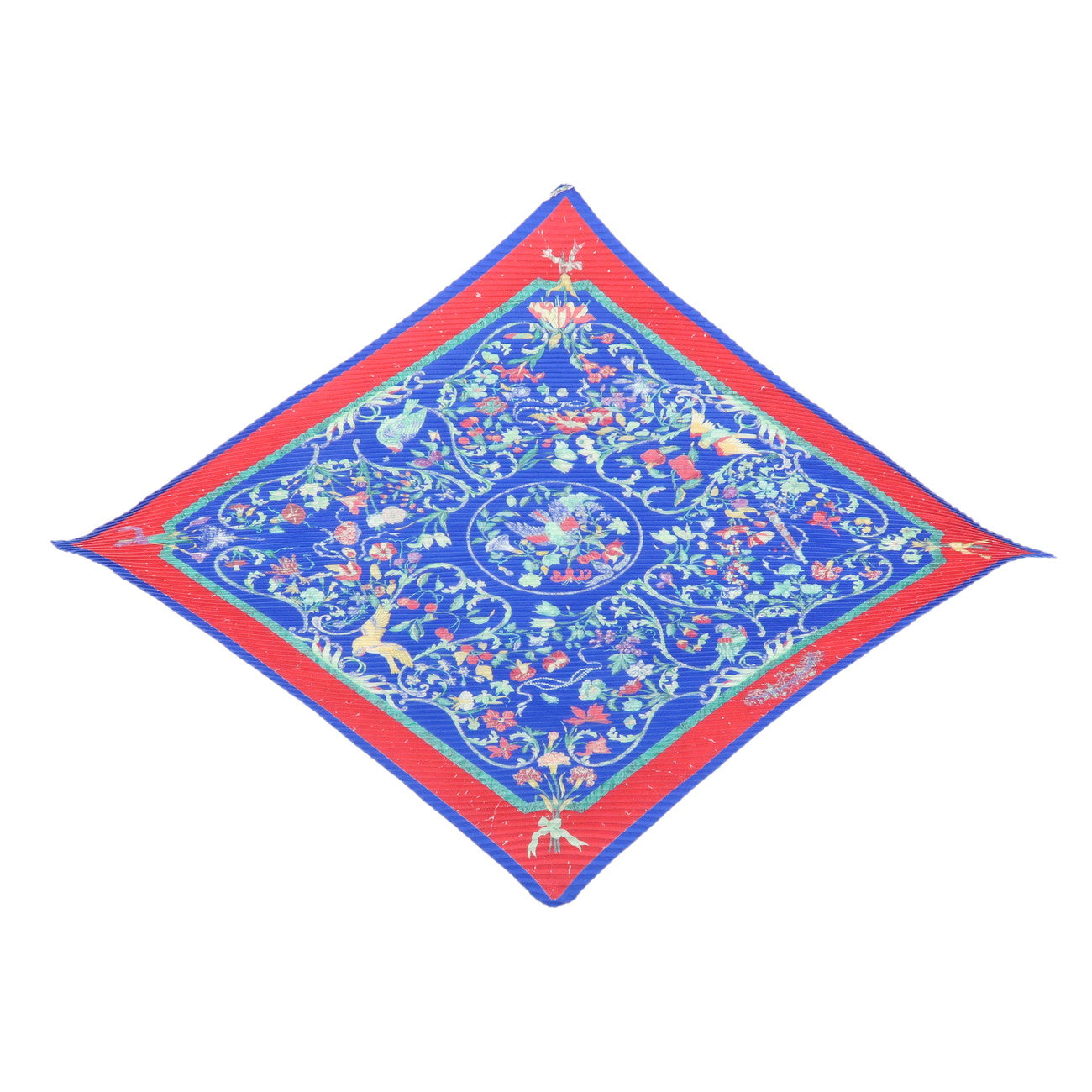 HERMES Pleated Carre90 Silk100% Scarf PIERRES d' ORIENT et OGGIDENT