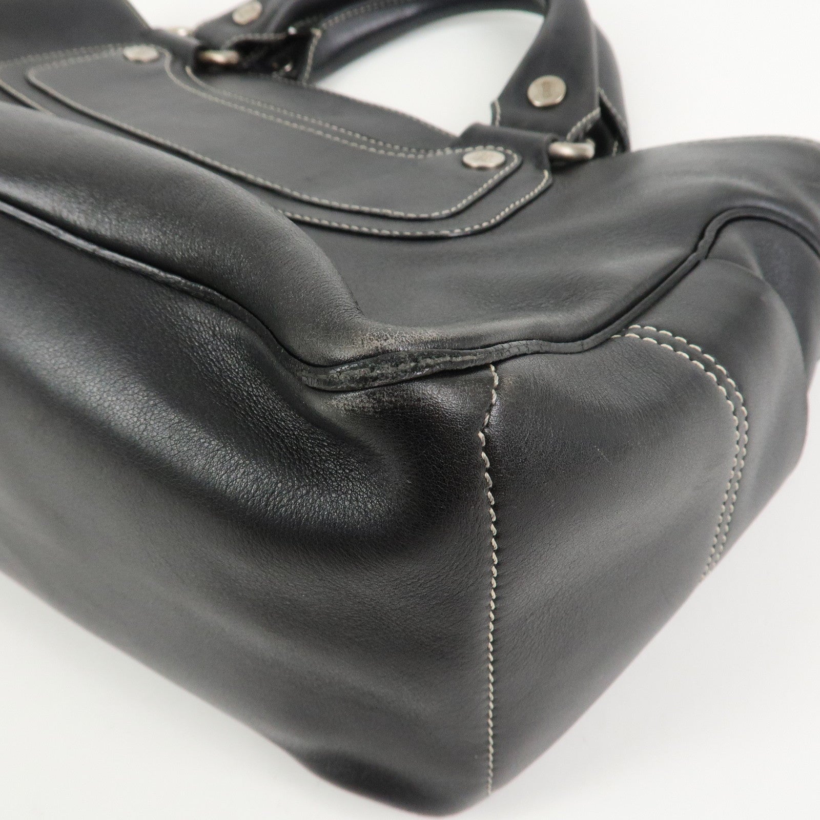 CELINE Boogie Bag Leather Hand Bag Tote Bag Black