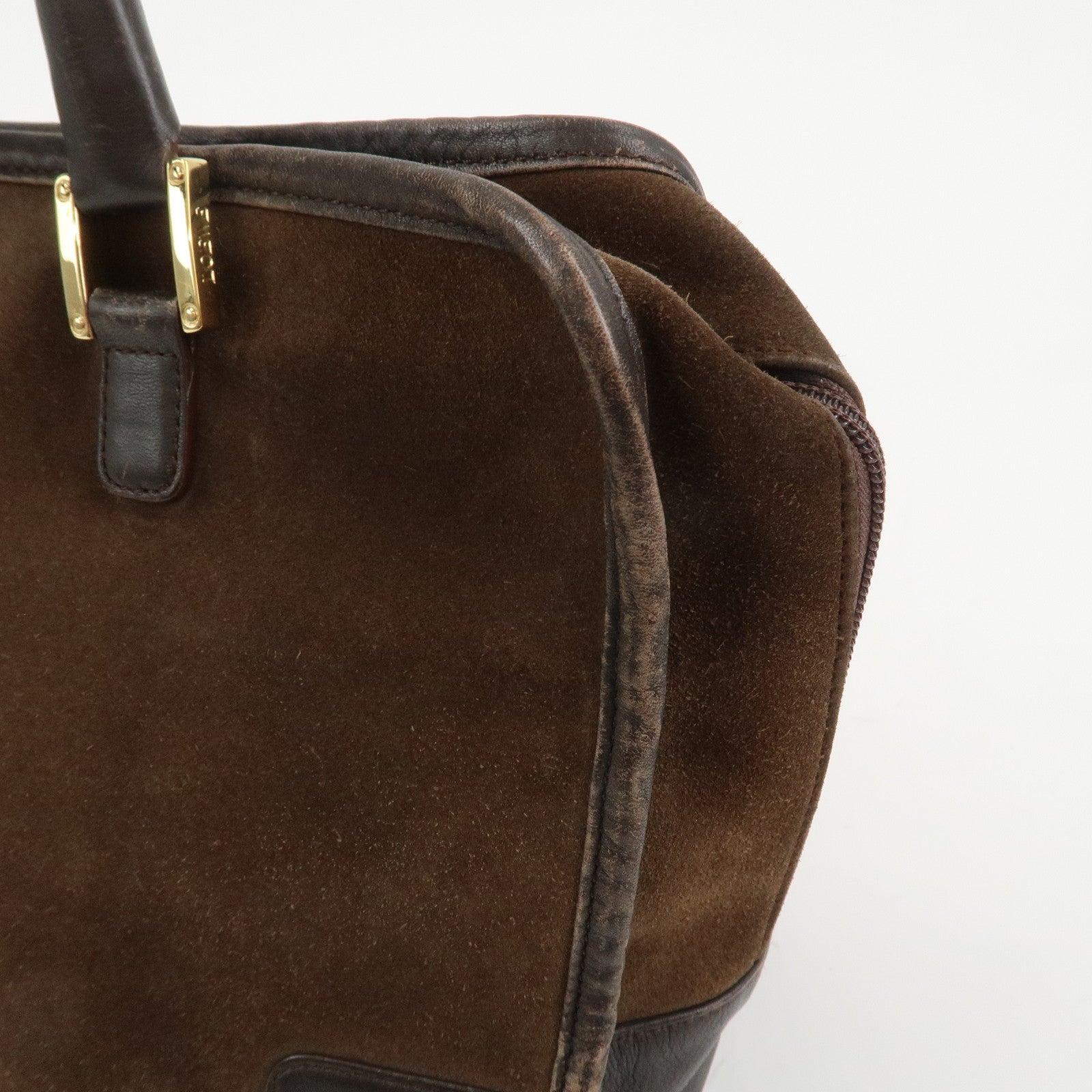 LOEWE Anagram Amazona 32 Suede Leather Hand Bag Boston Bag Brown