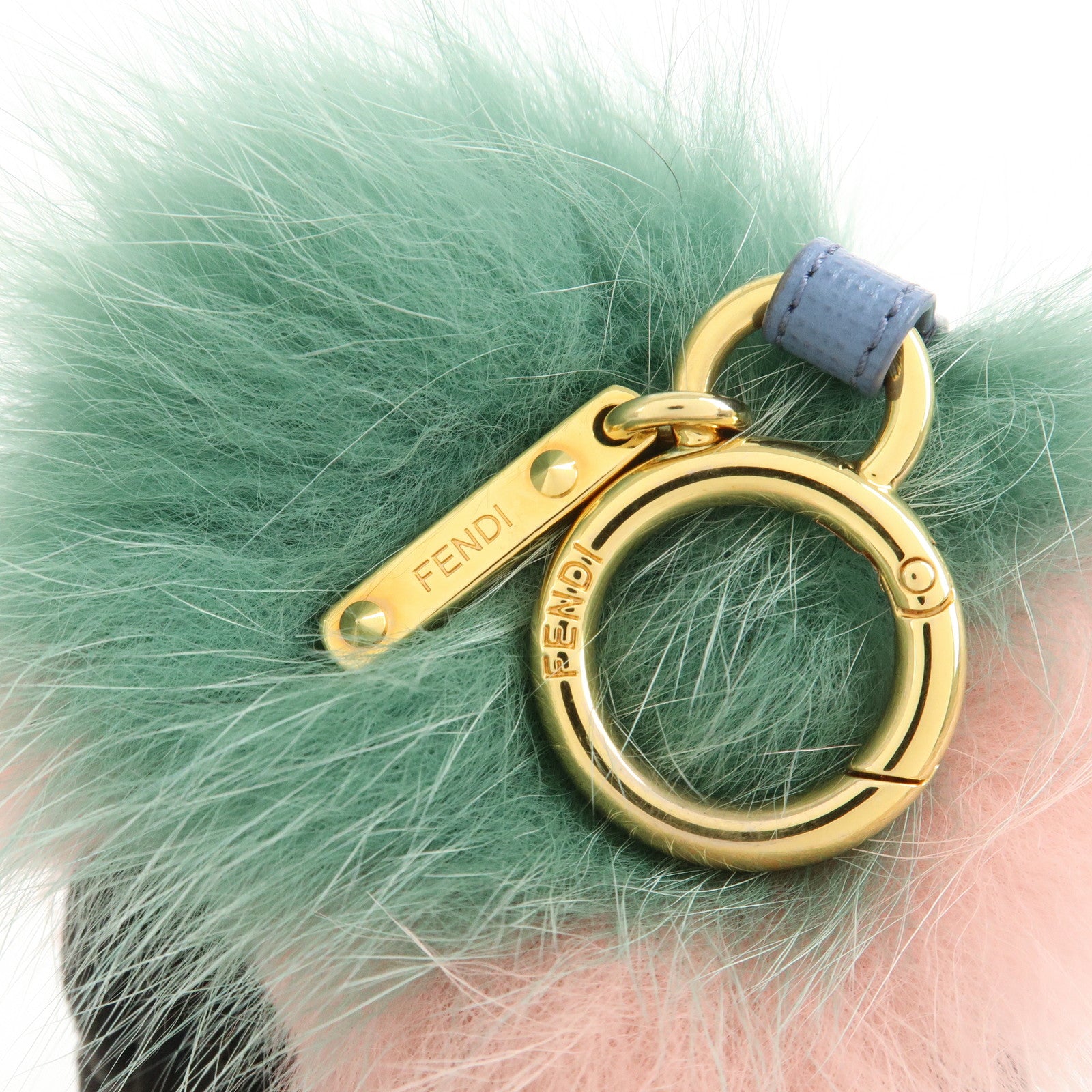 FENDI Pom Pom Fur Charm Key Chain Bag Charm Pink Green Blue 7AR259