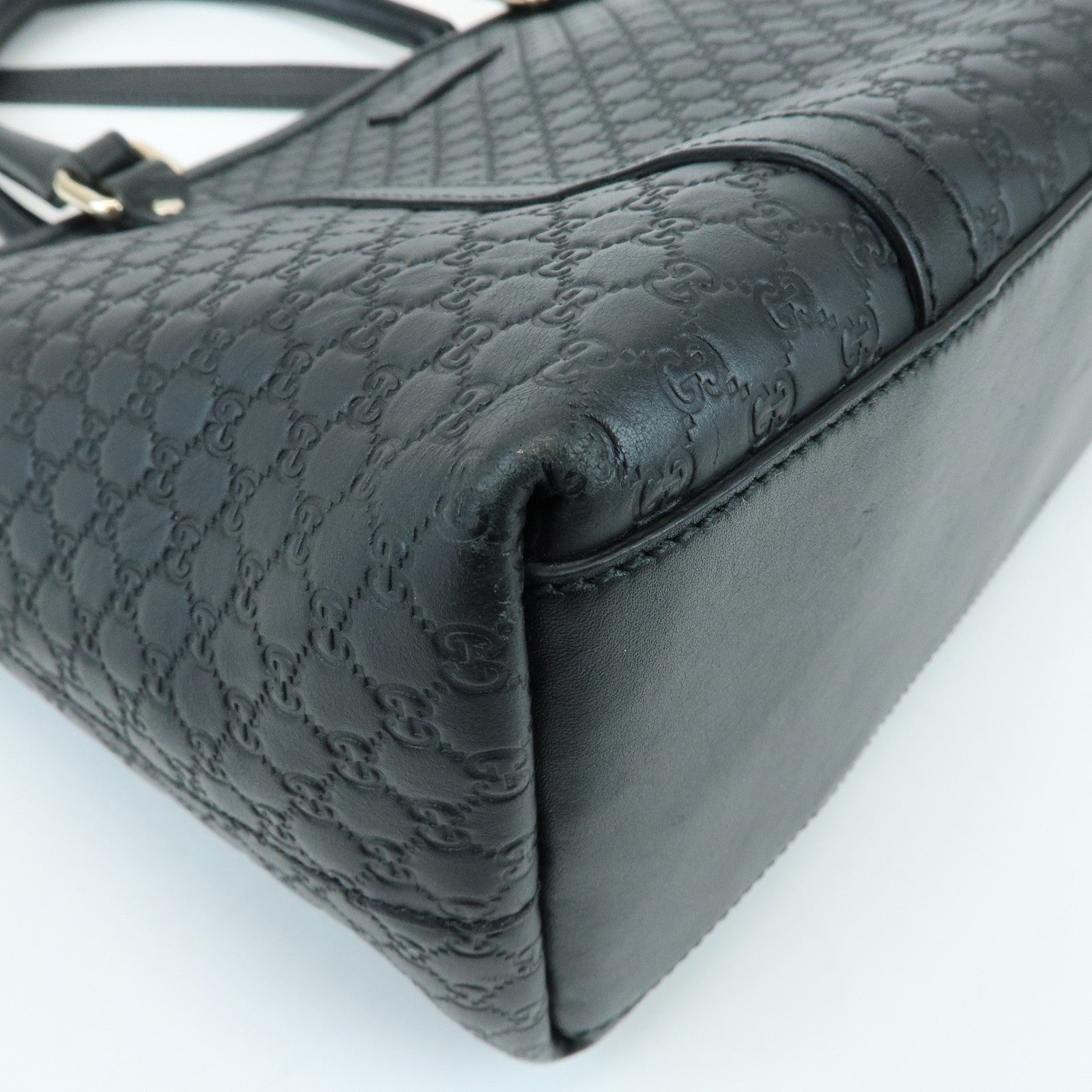 GUCCI Guccissima Leather 2Way Bag Hand Bag Tote Bag Black 449656