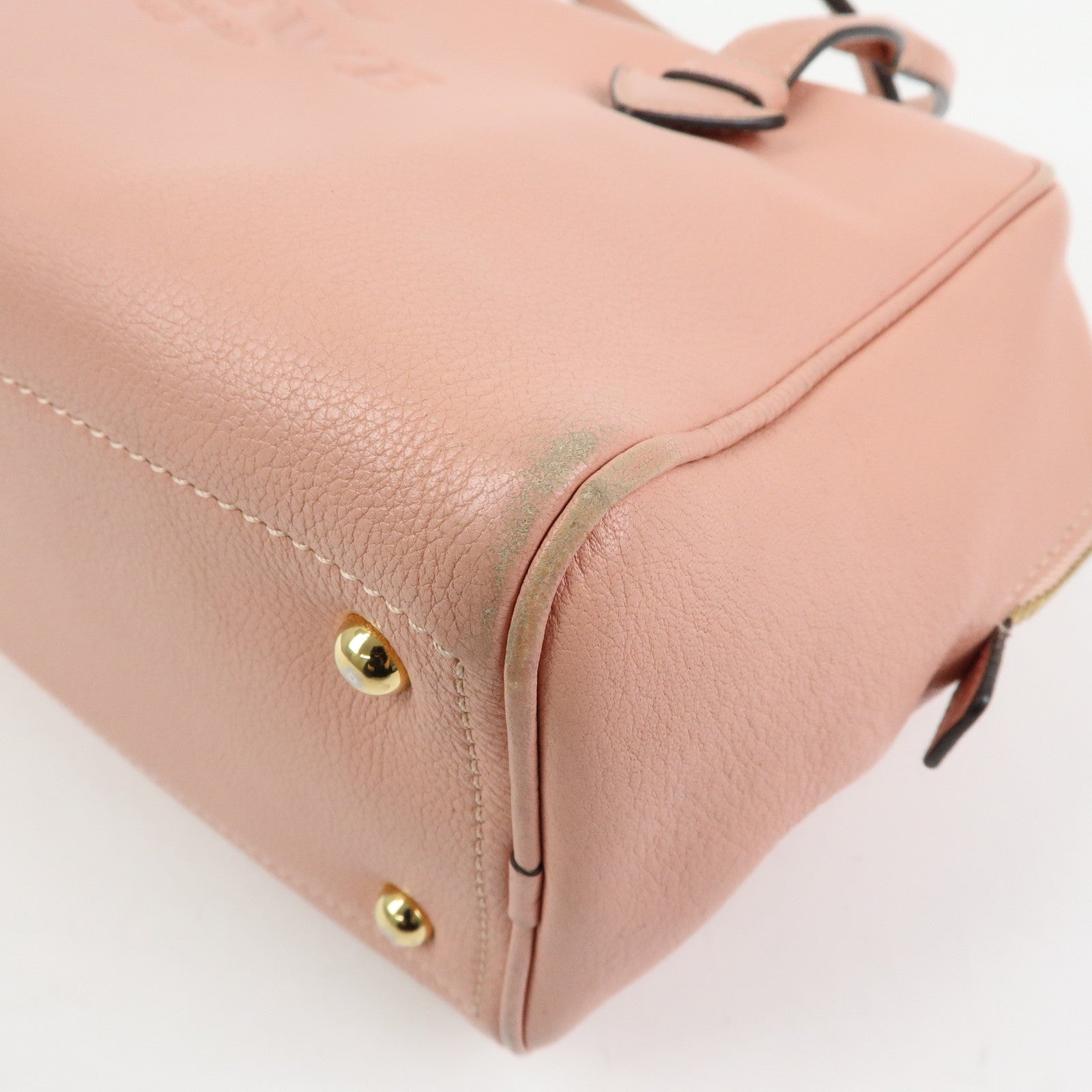 LOEWE Heritage Logo Leather Boston Bag Shoulder Bag Pink