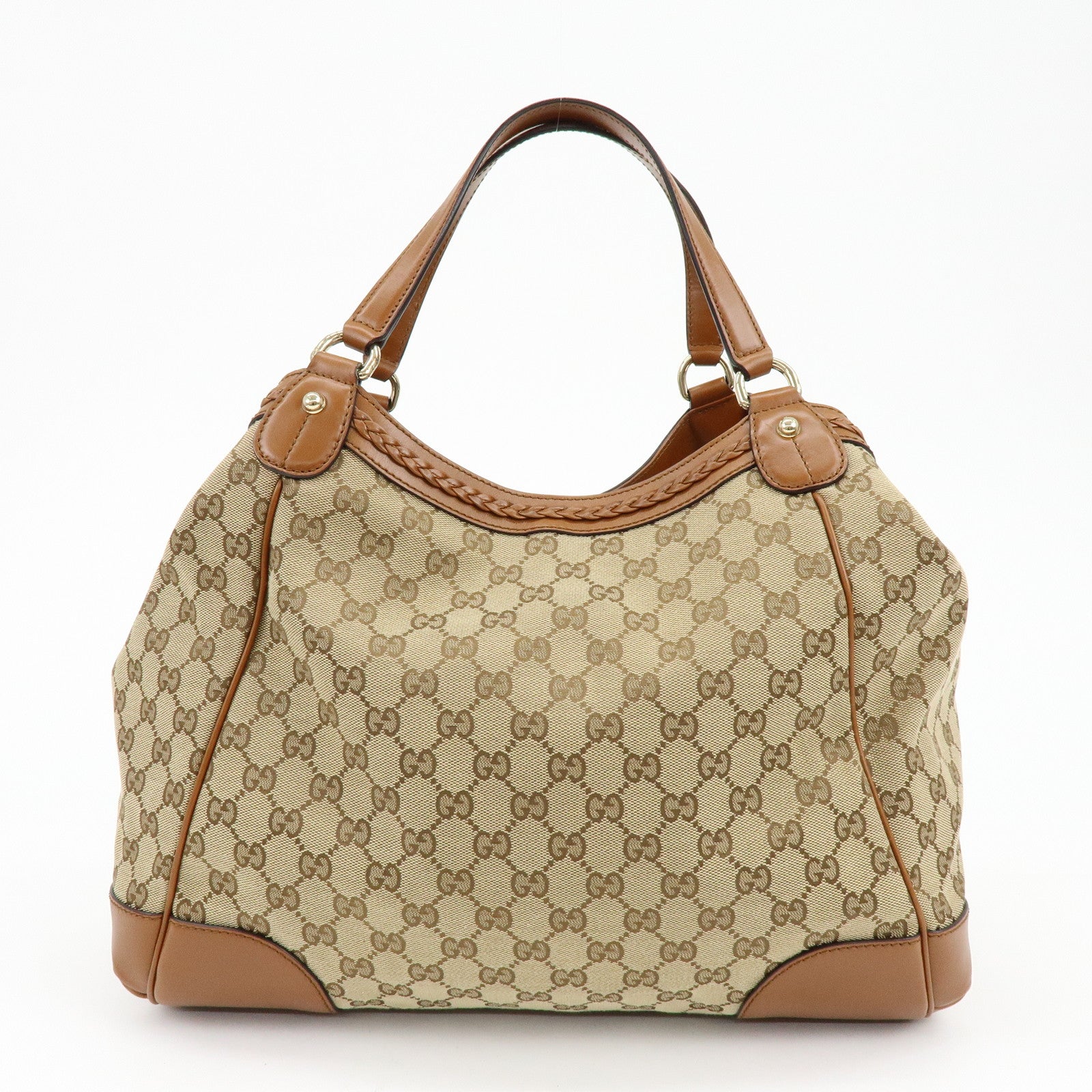 GUCCI Interlocking G GG Canvas Leather Tote Bag Shoulder Bag 296896