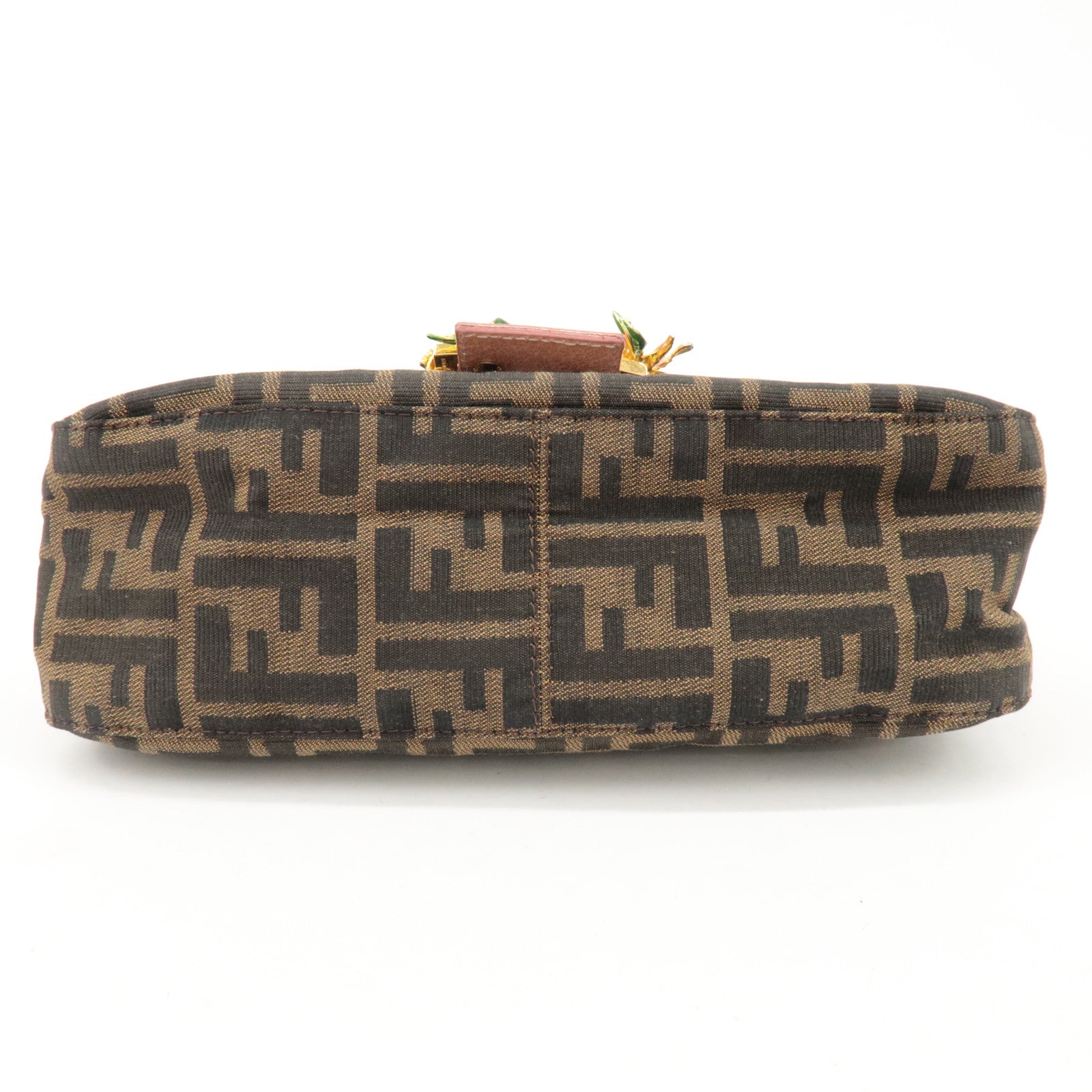FENDI Zucca Canvas Leather Shoulder Bag Brown Pink Beige 26725 Used