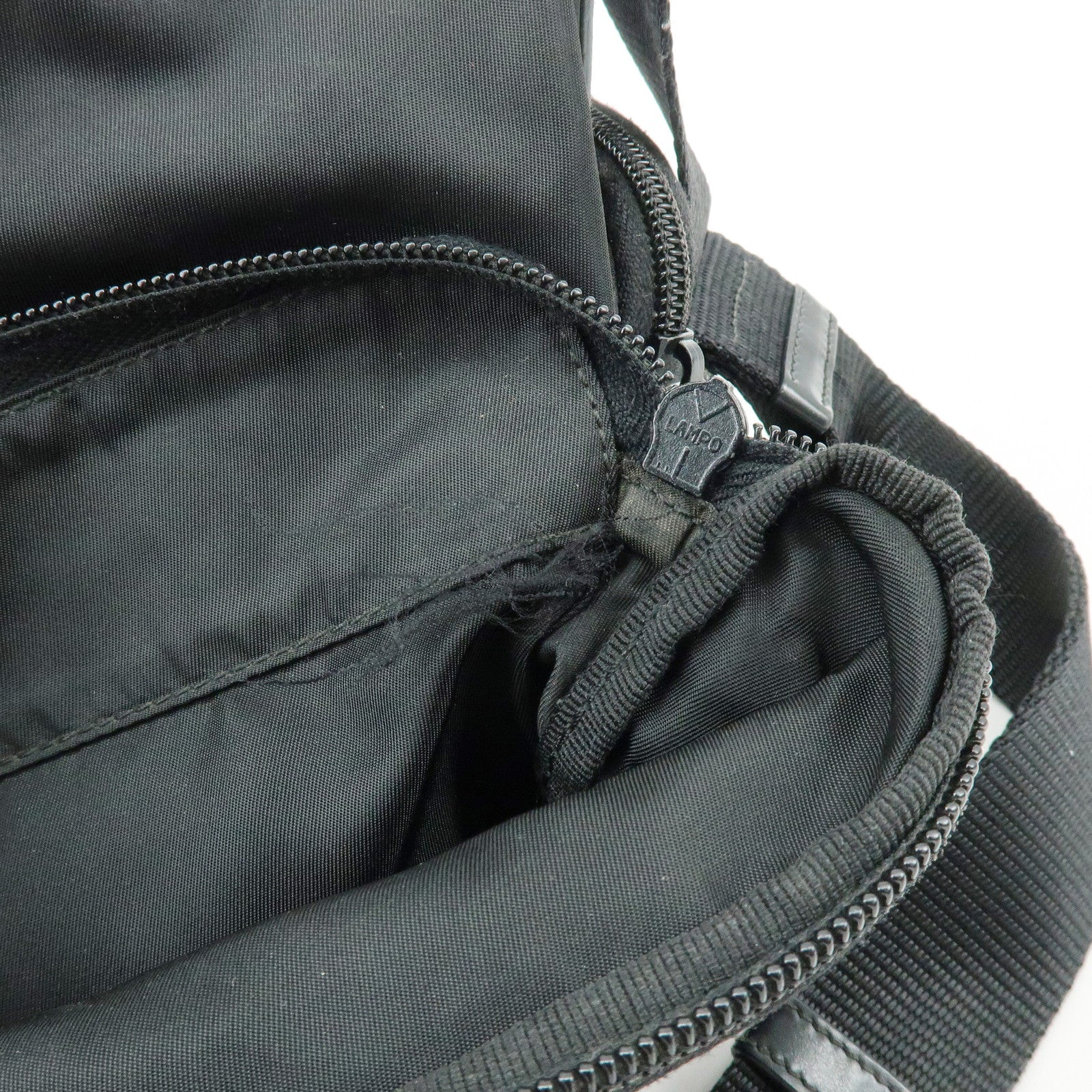 PRADA Triangle Logo Nylon Leather Shoulder Bag Crossbody Bag Black