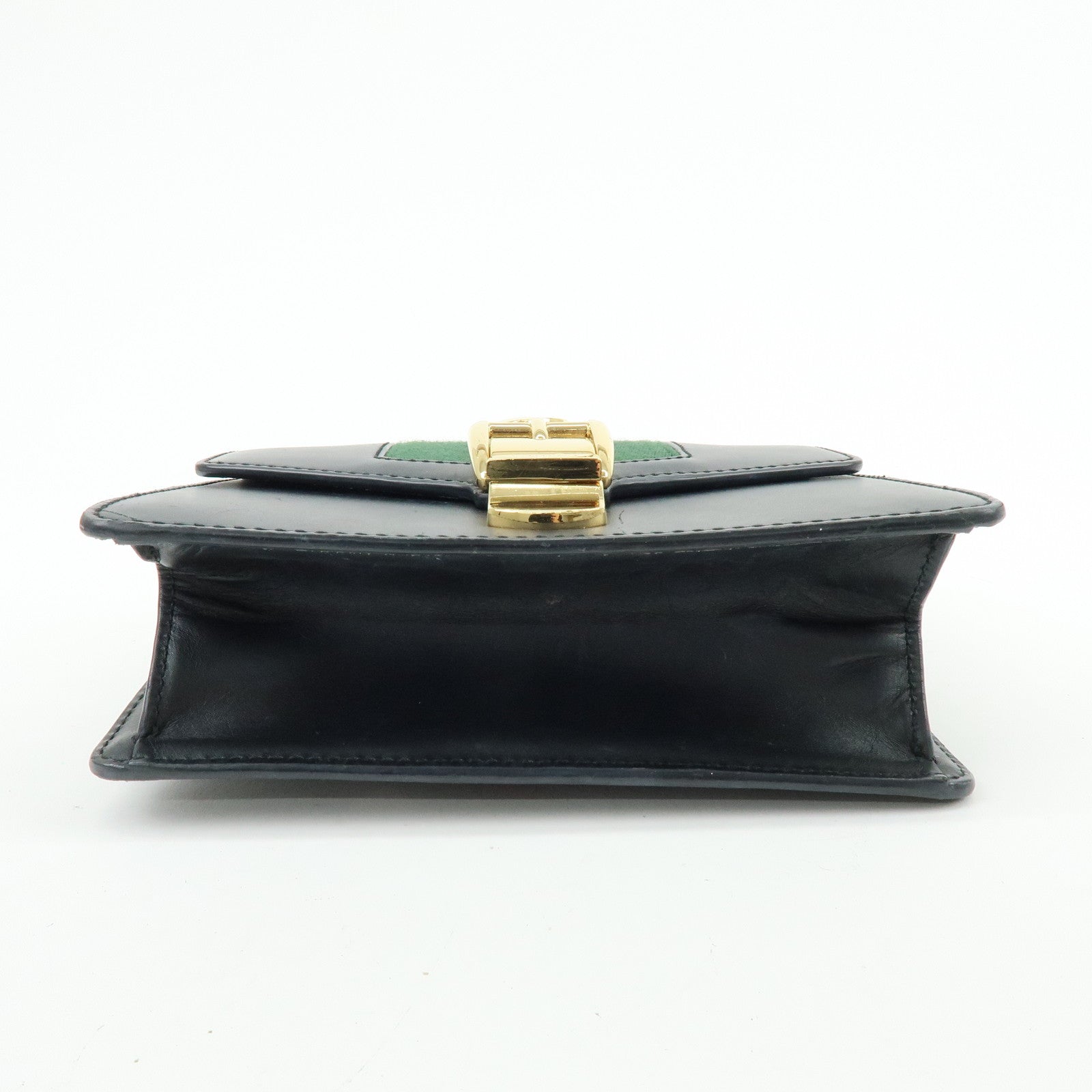GUCCI Sylvie Sherry Leather Chain Shoulder Bag Black 431666