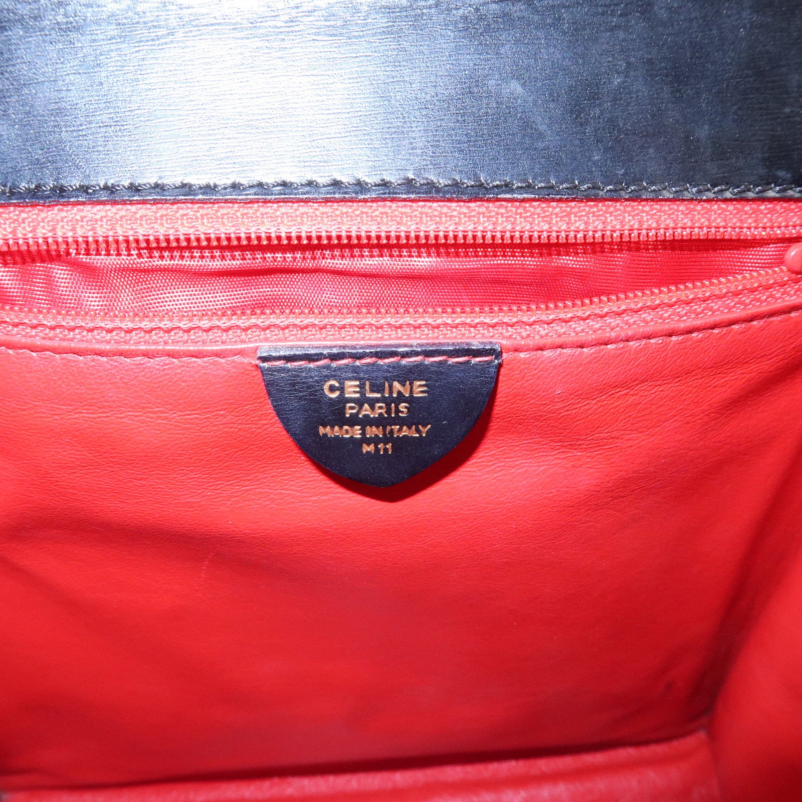 CELINE Leather Top Handle 2Way Hand Bag Shoulder Bag Black