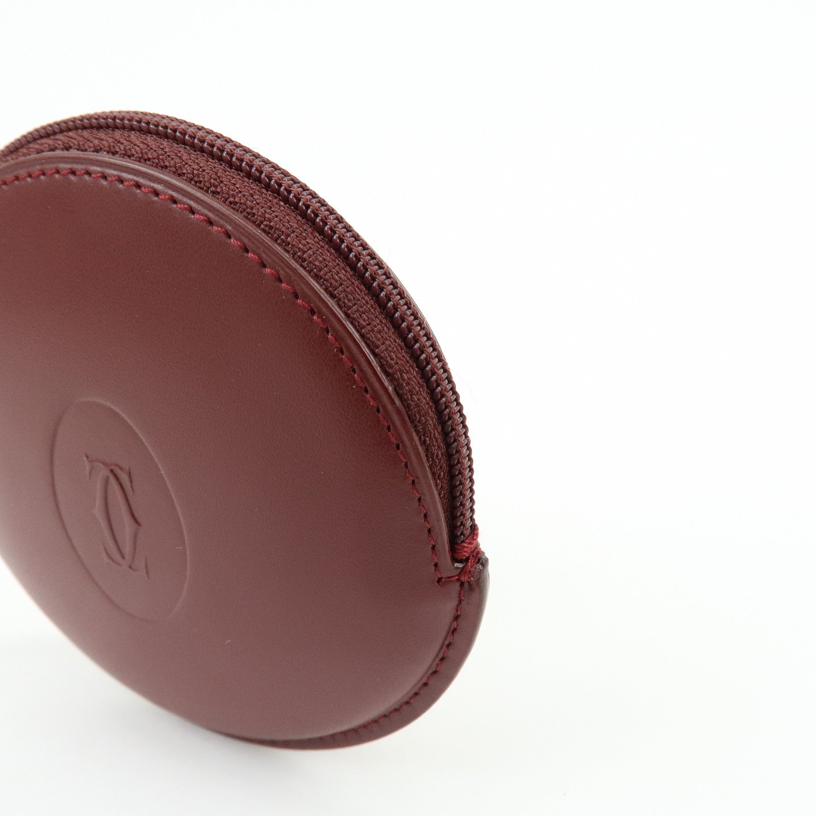 Cartier Must de Cartier Calf Skin Leather Coin Case Bordeaux