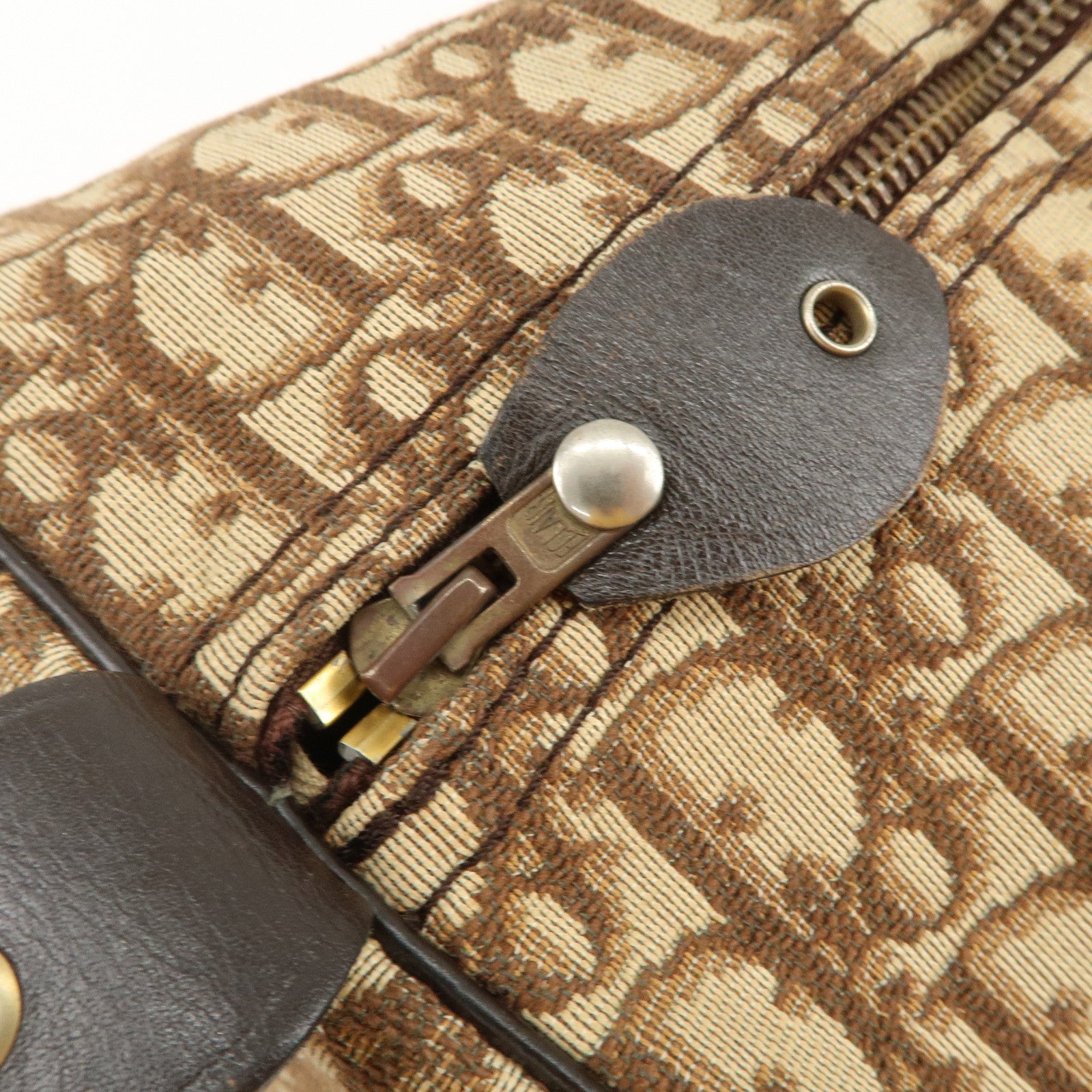 Christian Dior Trotter Jacquard Canvas Boston Bag Hand Bag Brown