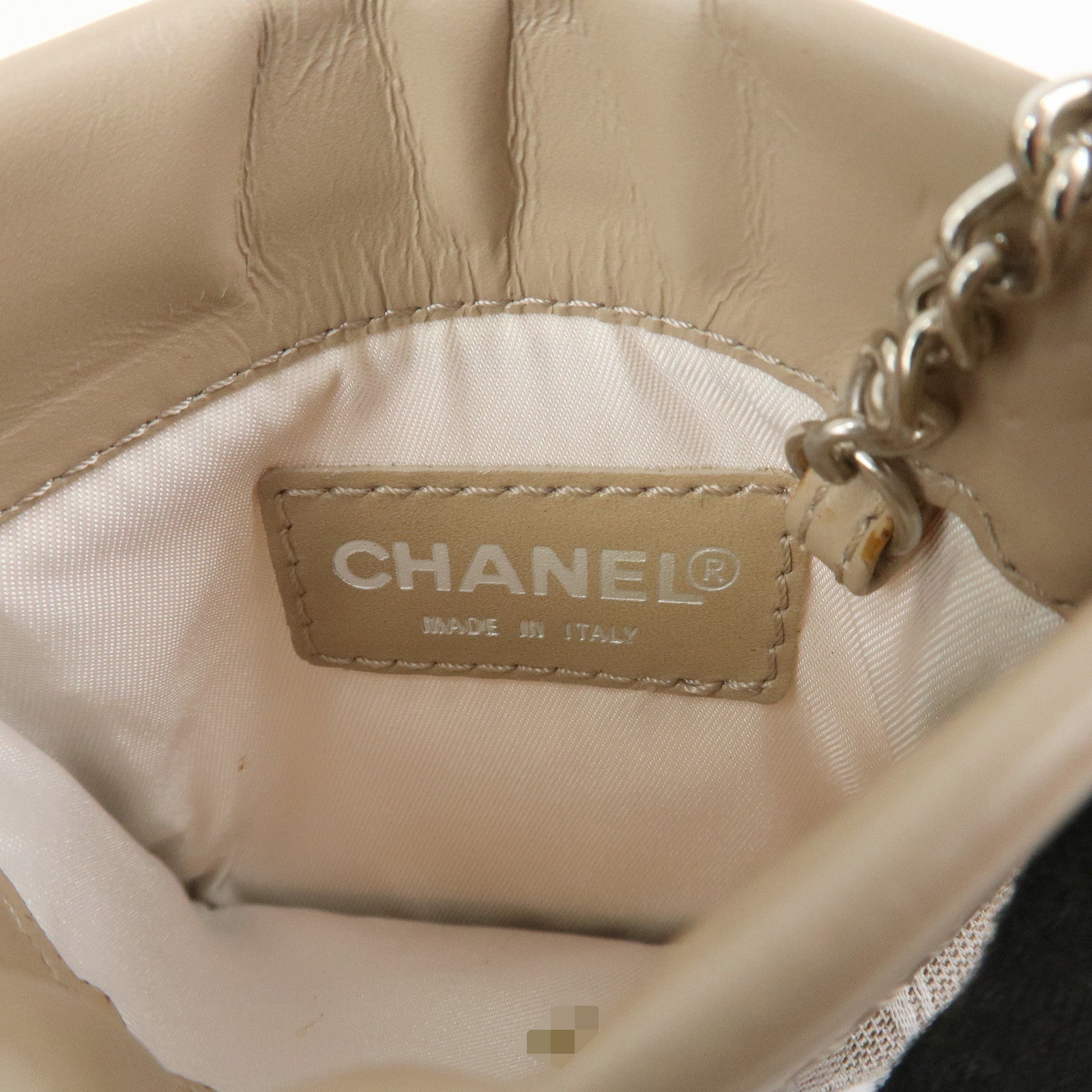 CHANEL New Travel Line Nylon Jacquard Leather Coin Case Greige
