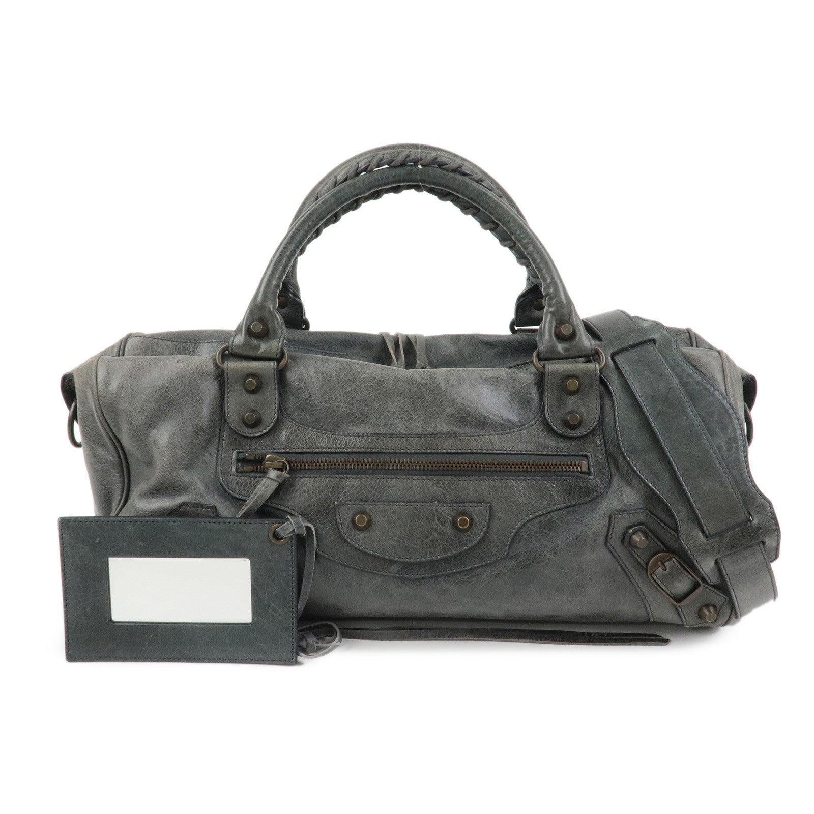 BALENCIAGA The Twiggy Leather 2Way Bag Shoulder Bag Gray 128523