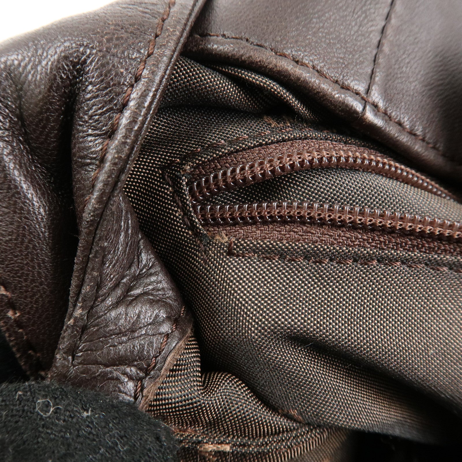 LOEWE Anagram Nappa Leather Shoulder Bag Brown Used