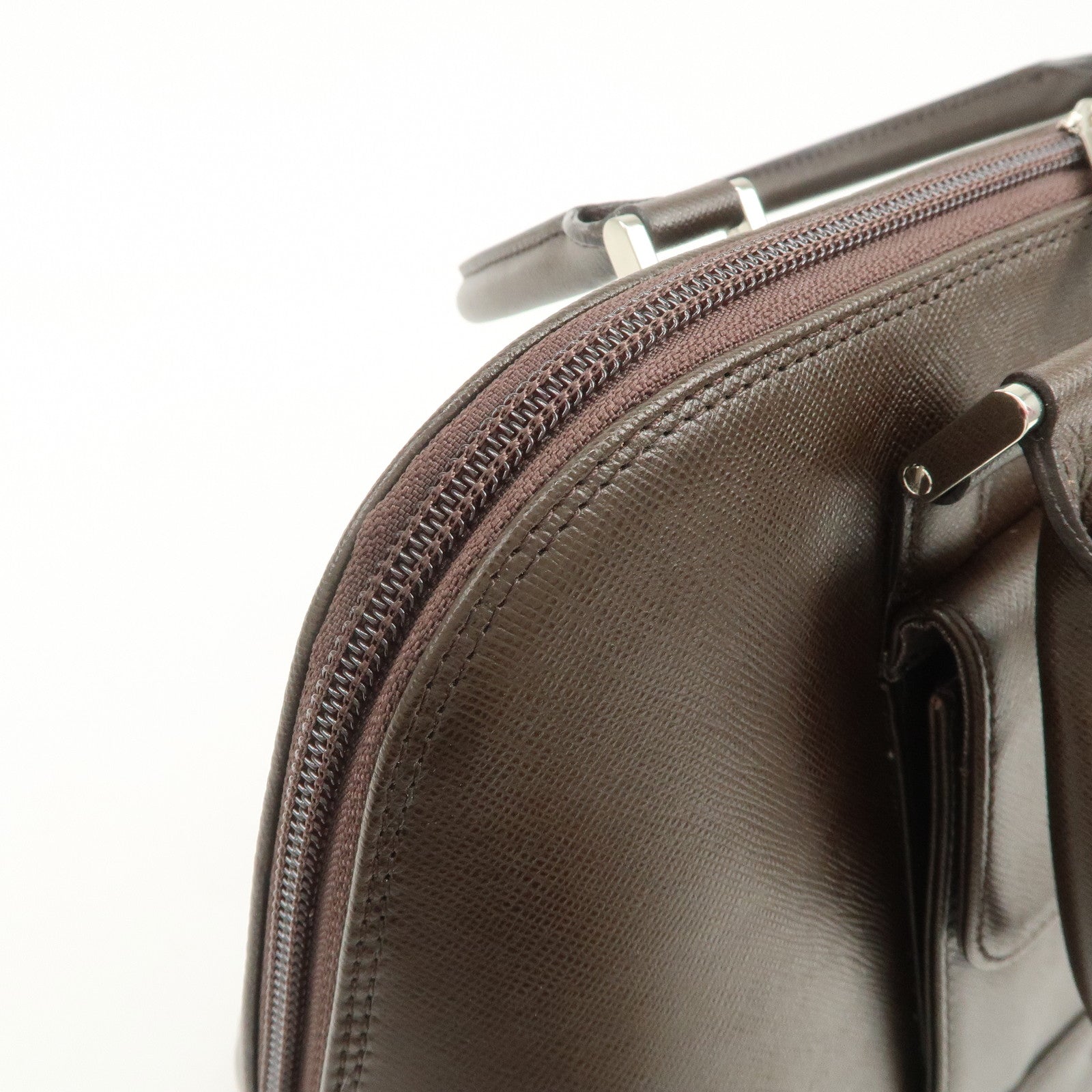 BURBERRY Logo Leather Hand Bag Brown