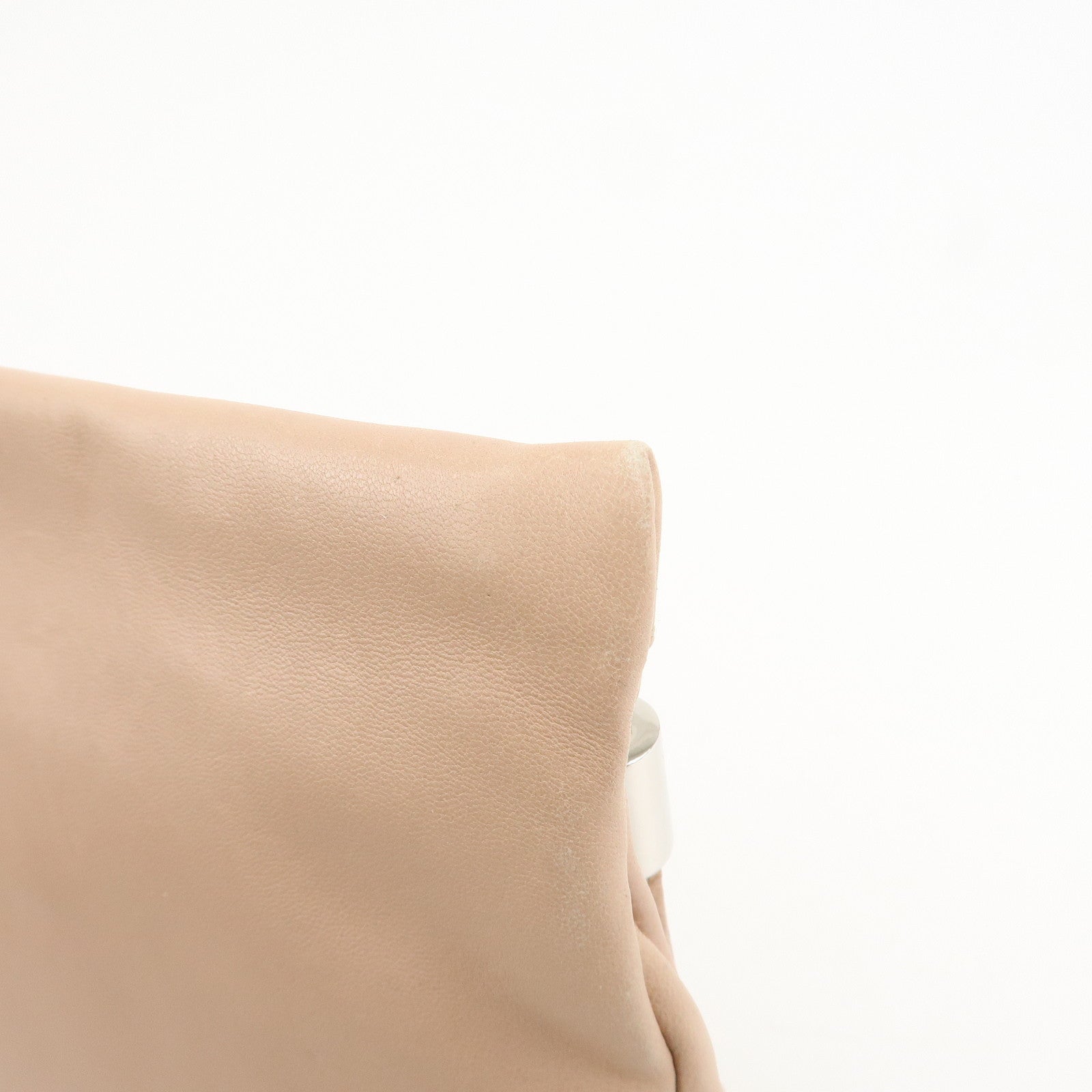 JIMMY CHOO Studs Leather Clutch Bag Hand Bag Pink Beige