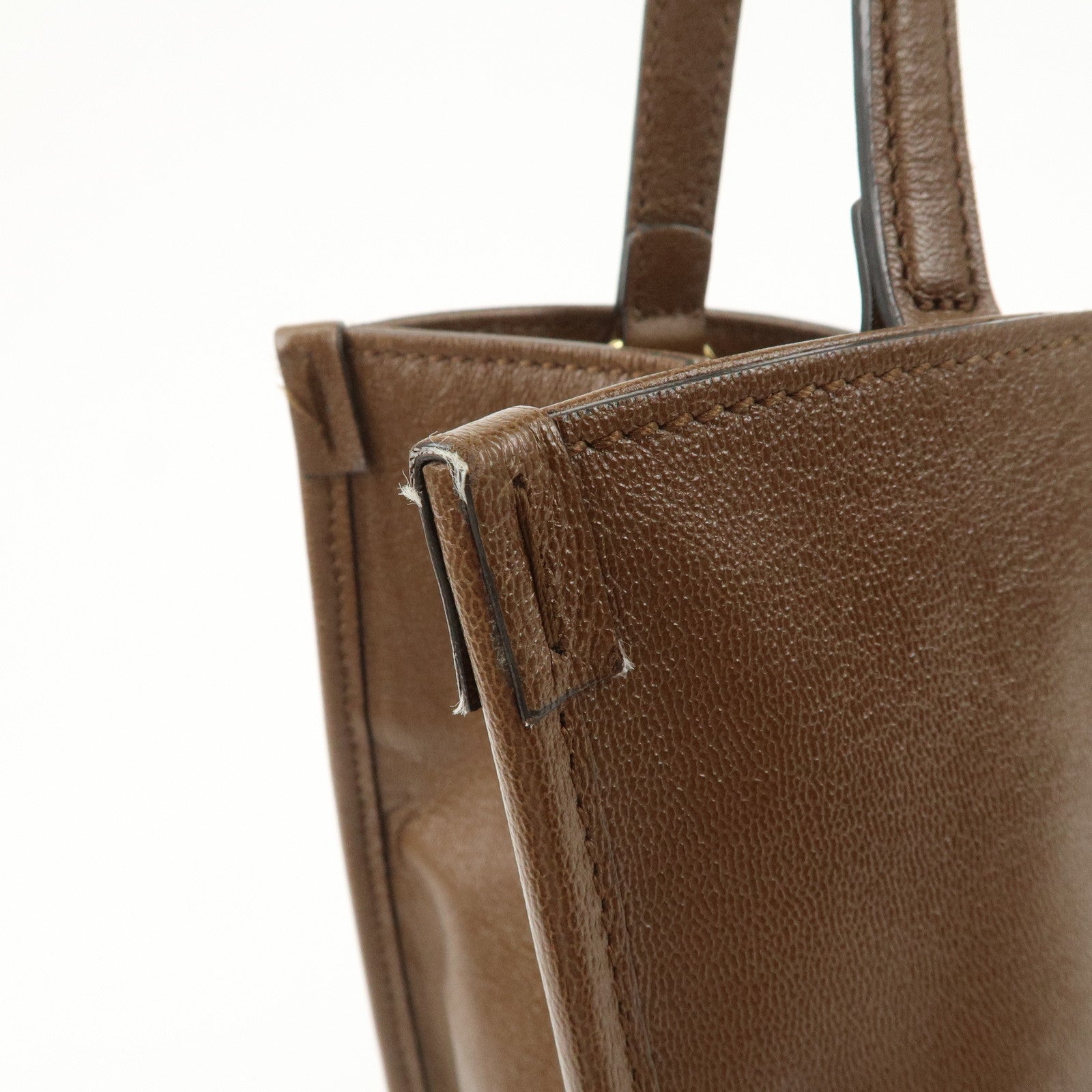 GUCCI Horsebit Leather Tote Bag Shoulder Bag Hand Bag Brown 623694