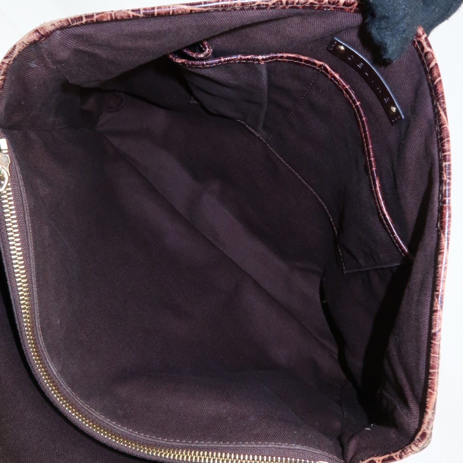 CELINE Macadam Embsossed Leather Canvas Tote Bag Hand Bag Brown