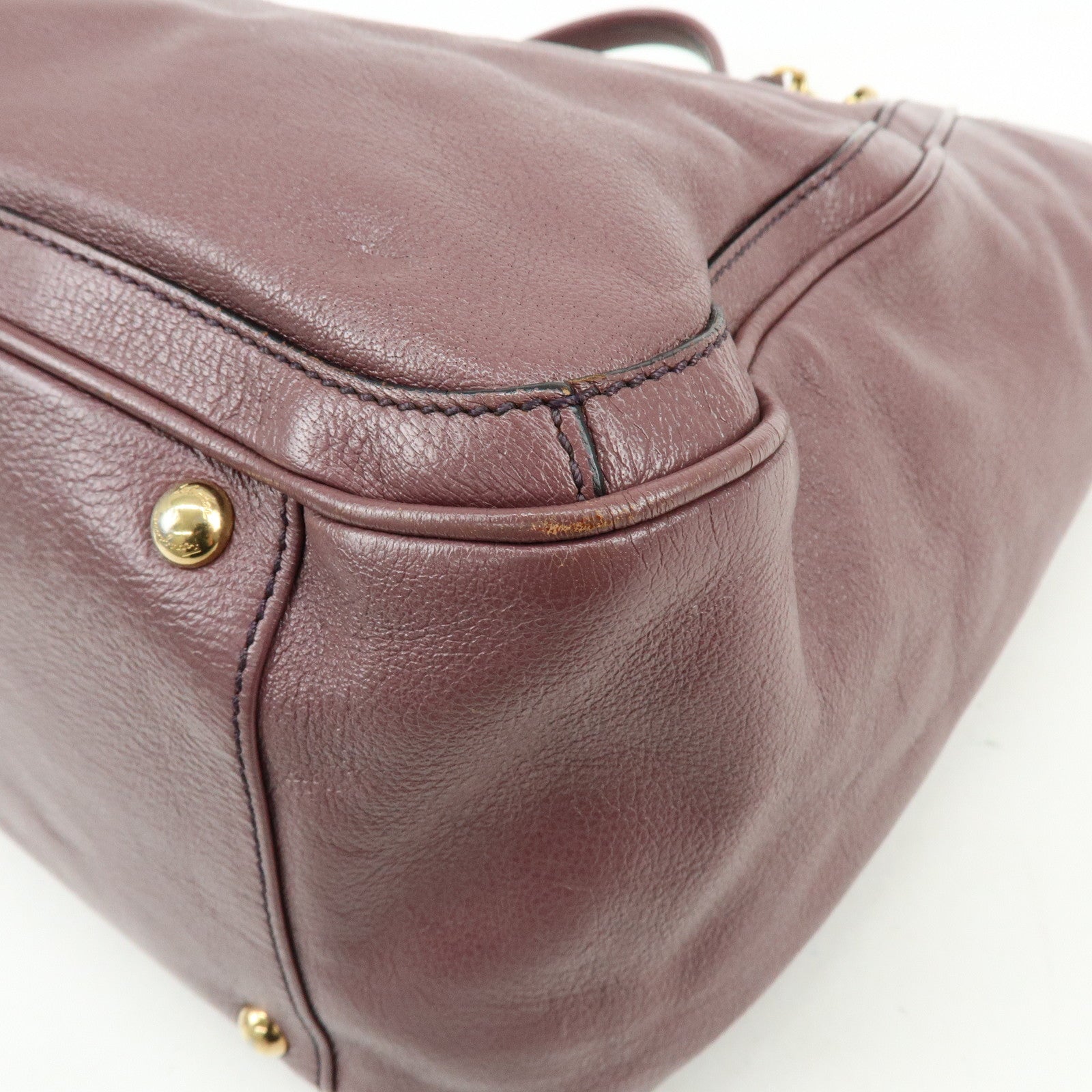 Ferragamo Gancini Leather Tote Bag Hand Bag Light Purple