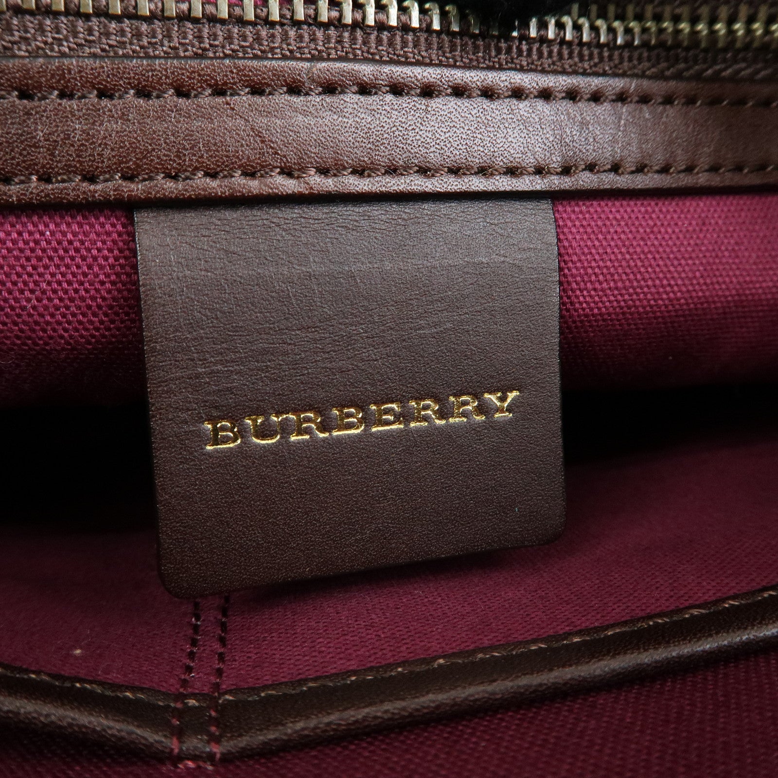 BURBERRY Wool Leather Shoulder Bag Crossbody Bag Brown Green