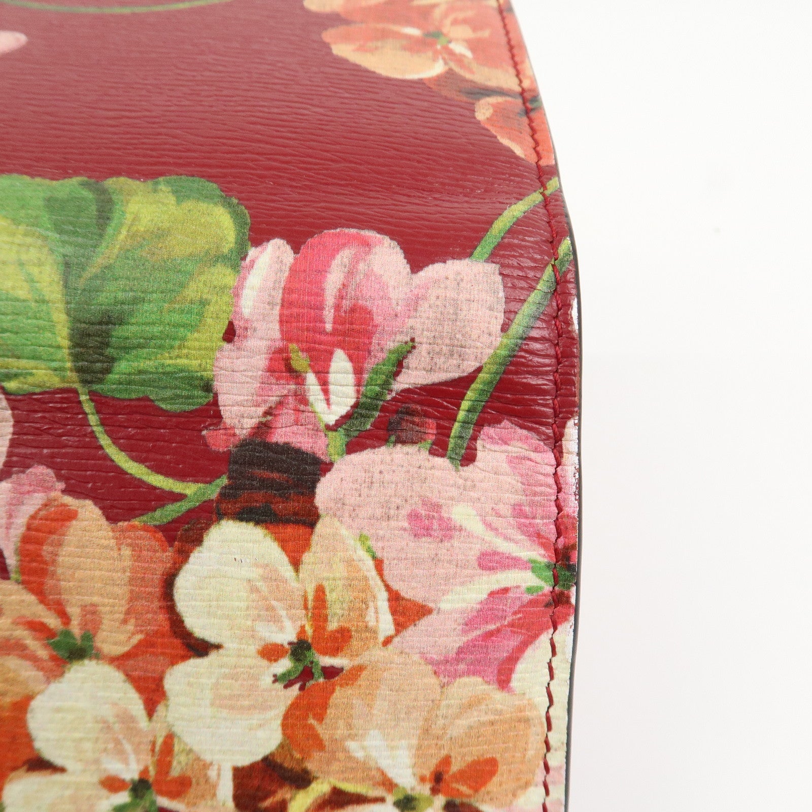 GUCCI Leather Long Wallet Flower Print Red 410100