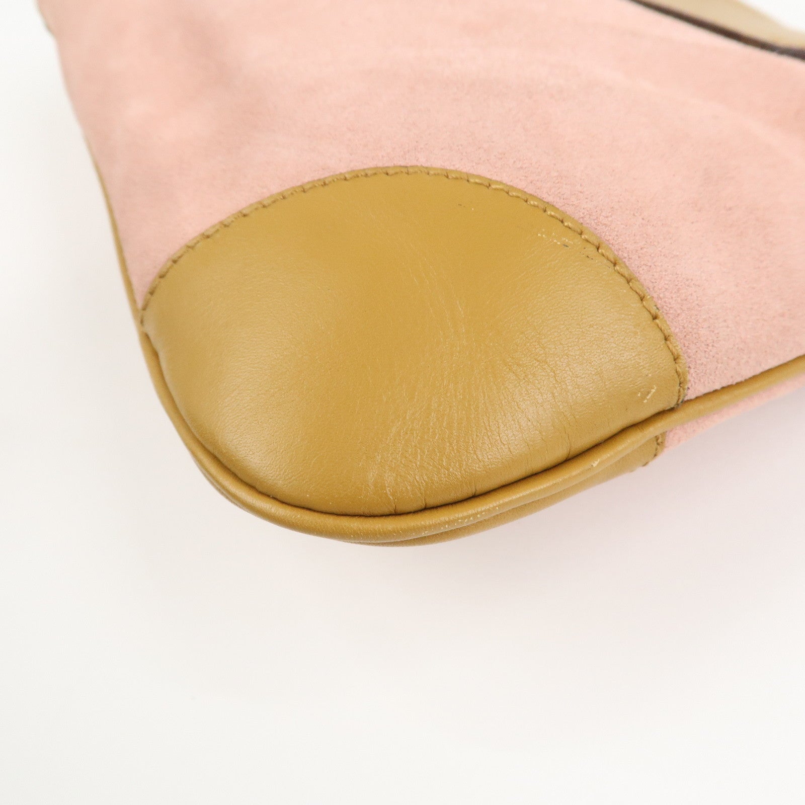 GUCCI Bamboo Suede Leather Shoulder Bag Hand Bag Pink 001.4096