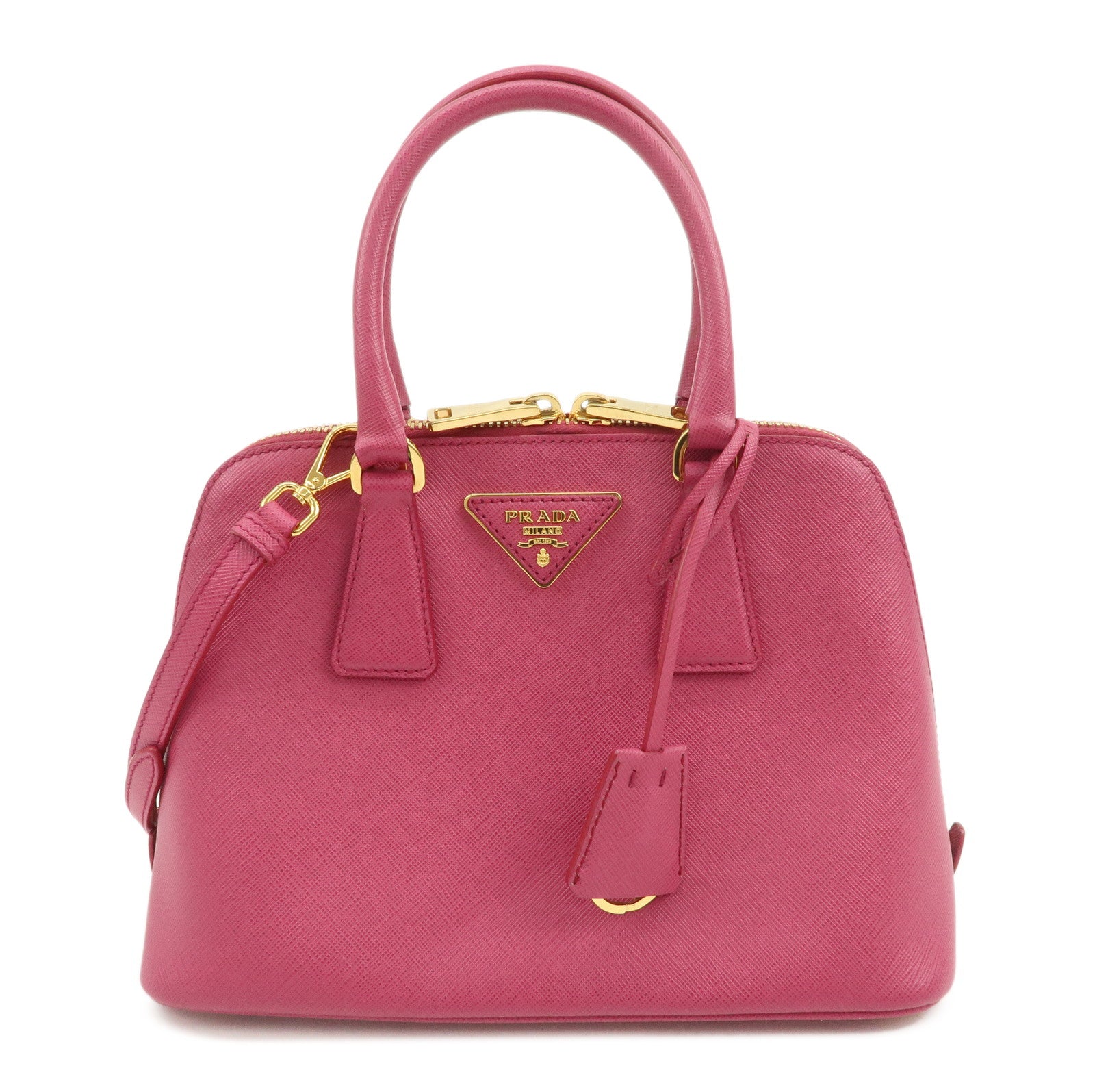 PRADA Saffiano Leather 2Way Hand Bag Shoulder Bag Pink 1BA838