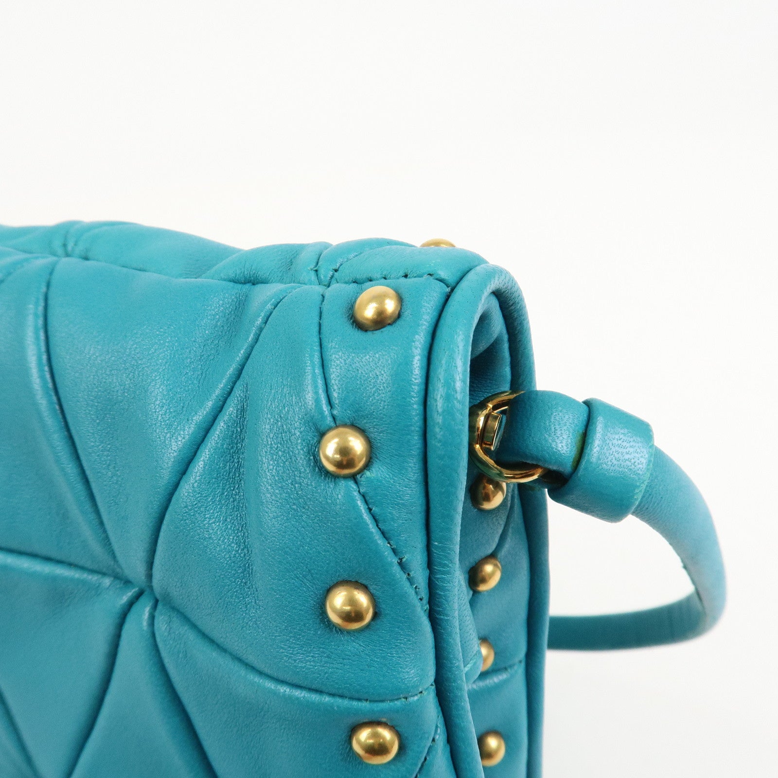 MIUMIU Matelasse Leather 2 Way Bag Shoulder Bag Blue RP0169
