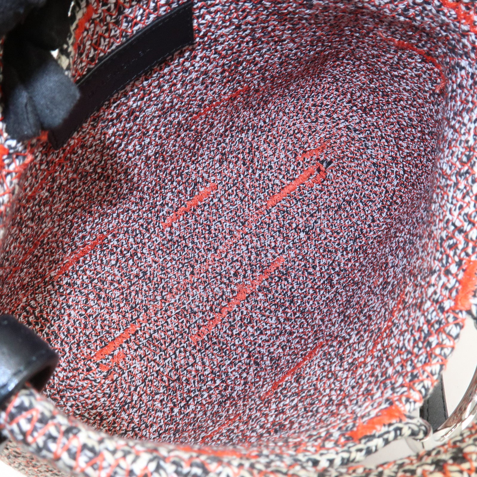 BALENCIAGA Zigzagger Canvas Leather 2Way Hand Bag Orange Black