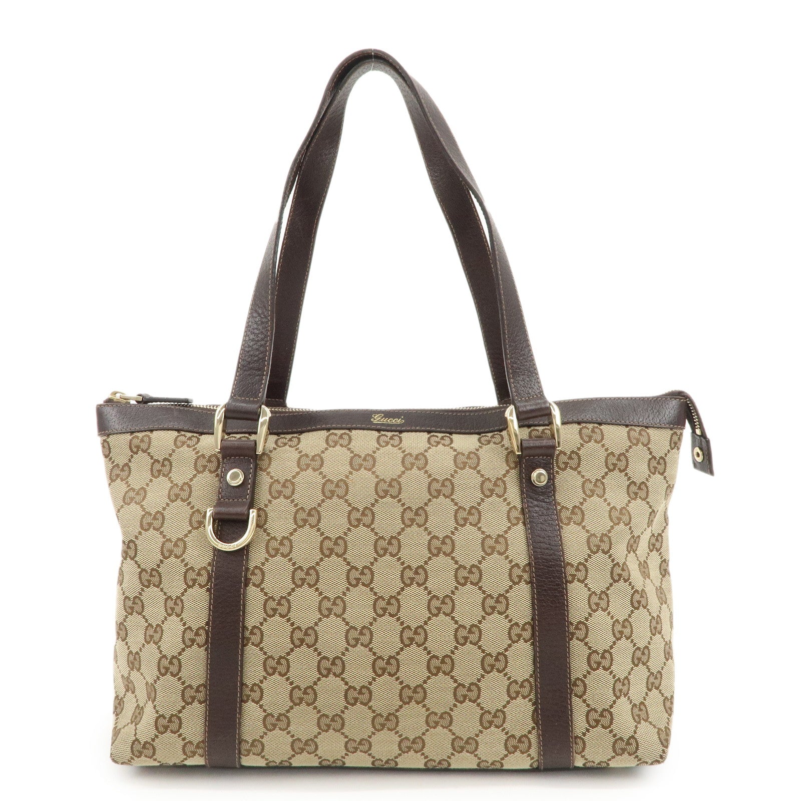 GUCCI Abbey GG Canvas Leather Shoulder Hand Bag Beige Brown 141470