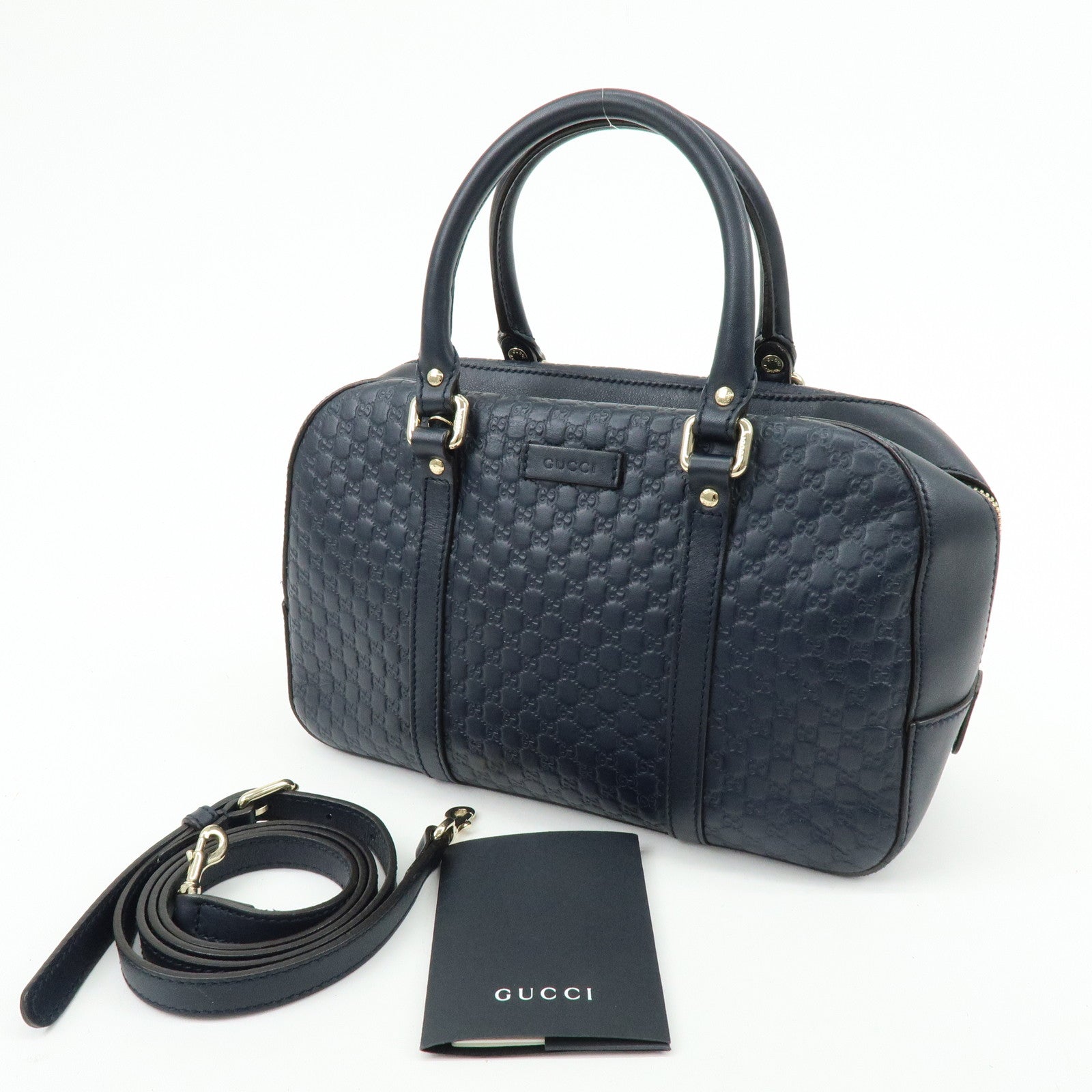 GUCCI Microguccissima Leather 2Way Bag Hand Bag Dark Navy 510286