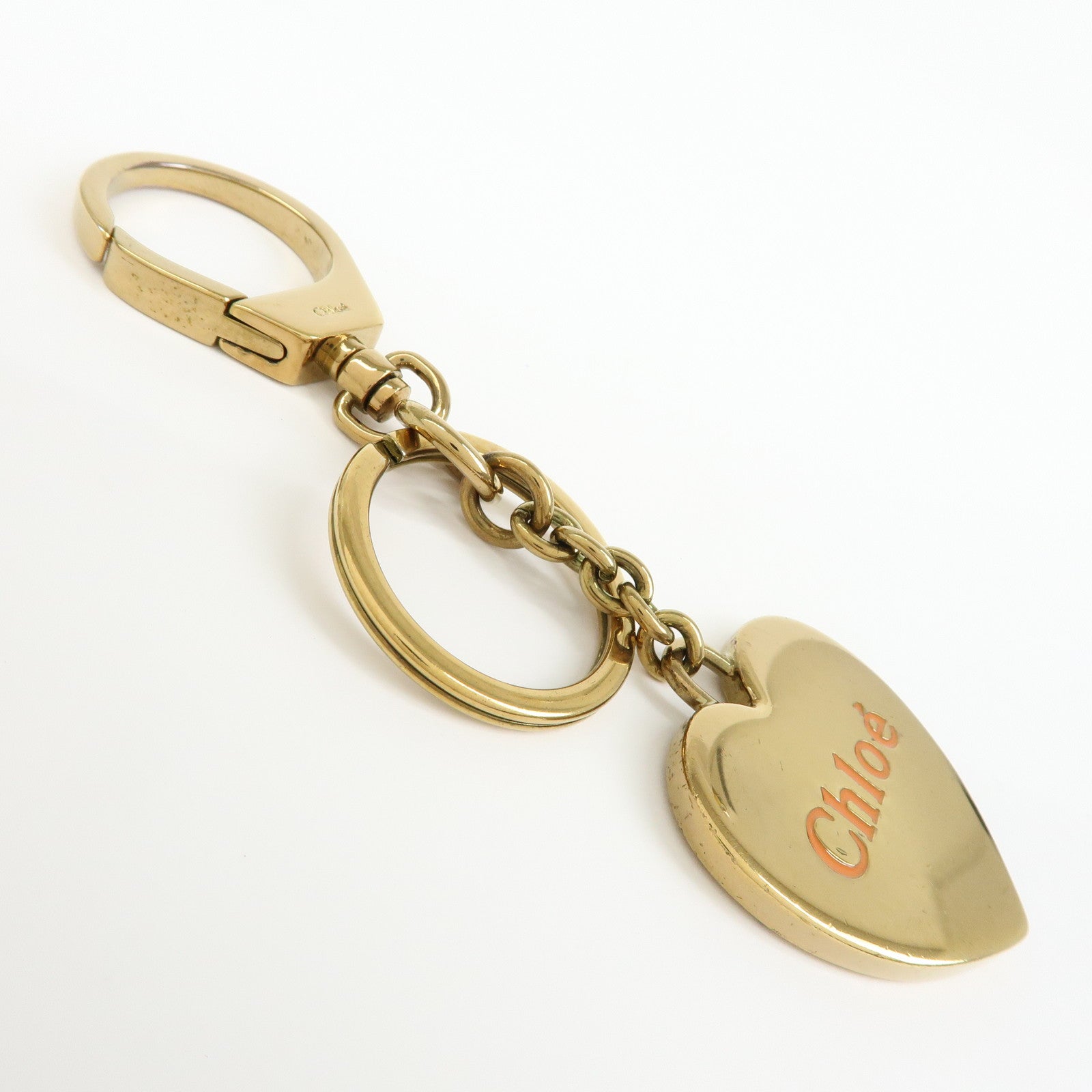 Chloe Heart Motif Metal Bag Charm Key Charm Key Chain Gold