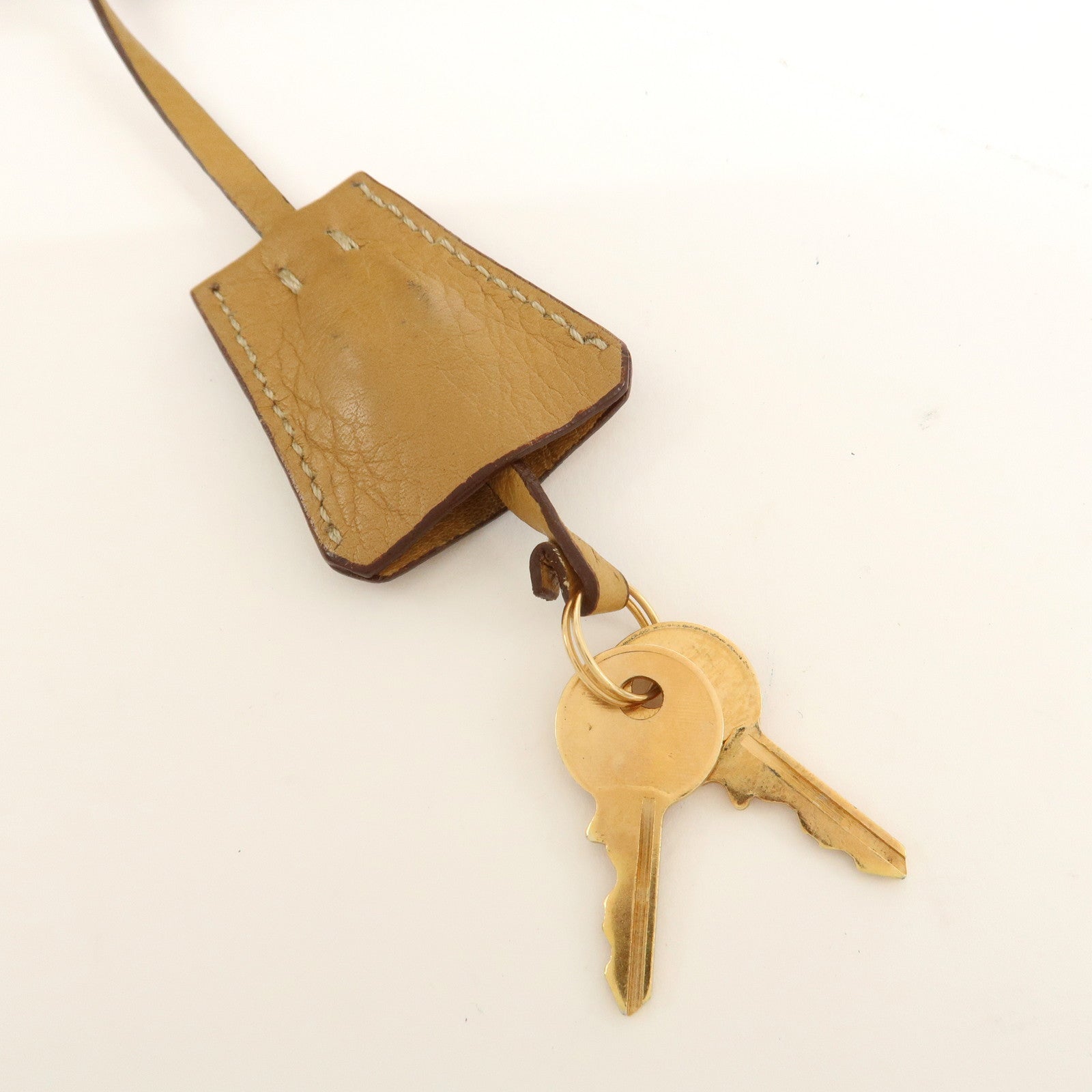 PRADA Leather Hand Bag Boston Bag Hand Bag Beige