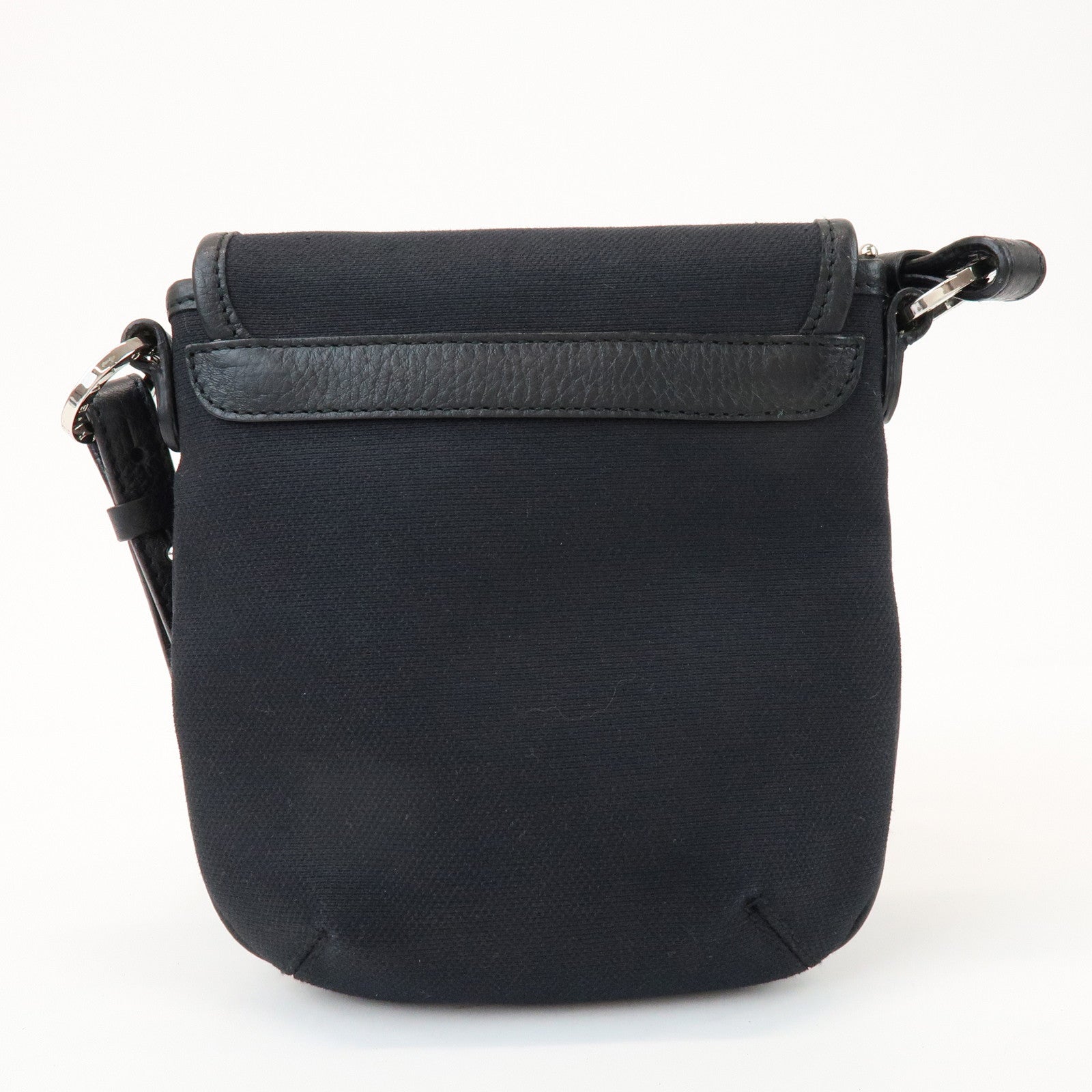 BVLGARI Canvas Leather Shoulder Bag Crossbody Bag Black