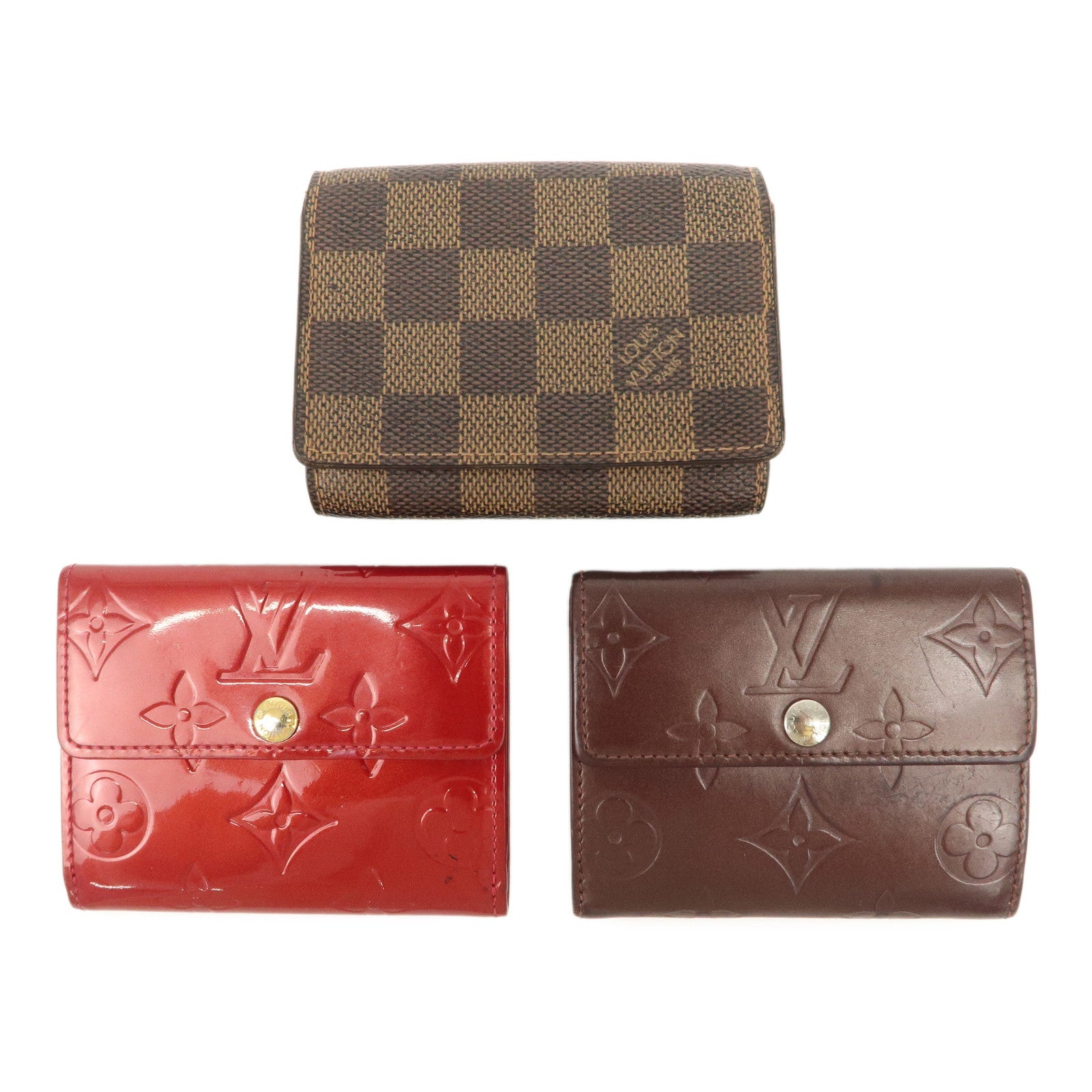 Louis Vuitton Damier Vernis Set of 3 Bi-fold Wallet Card Case Used