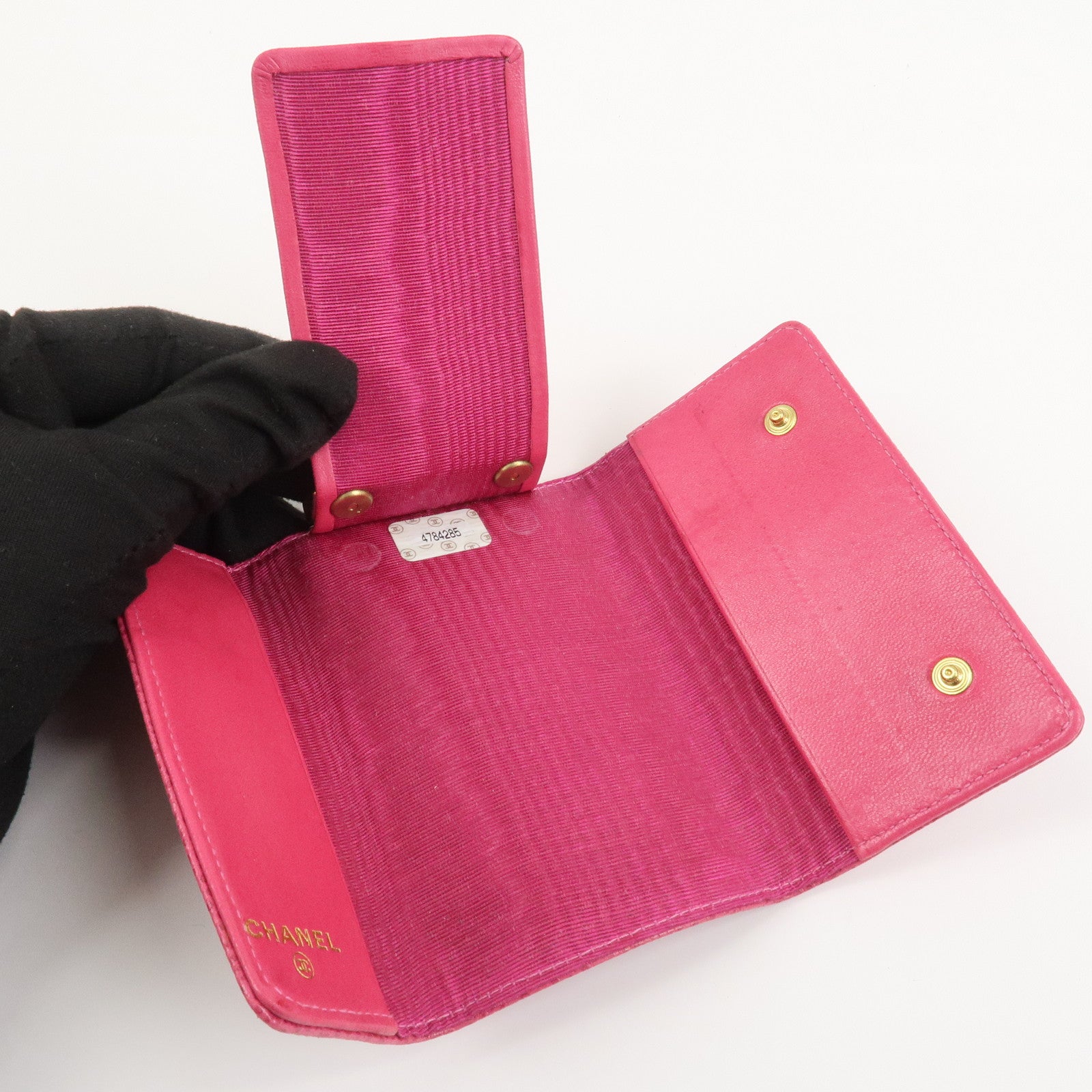 CHANEL COCO Mark Caviarskin 6 Rings Key Case Key Holder Pink A01439