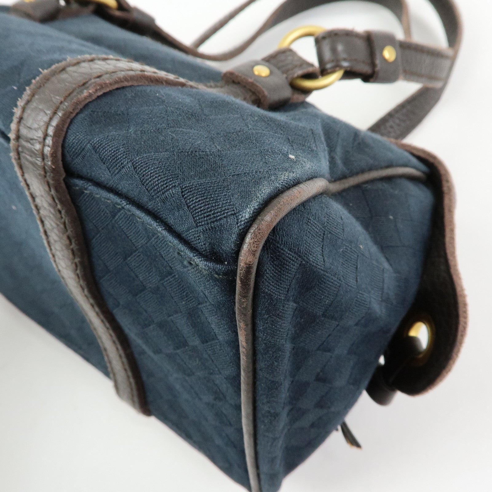 BOTTEGA VENETA Intrecciato Canvas Leather Mini Boston Bag 142470