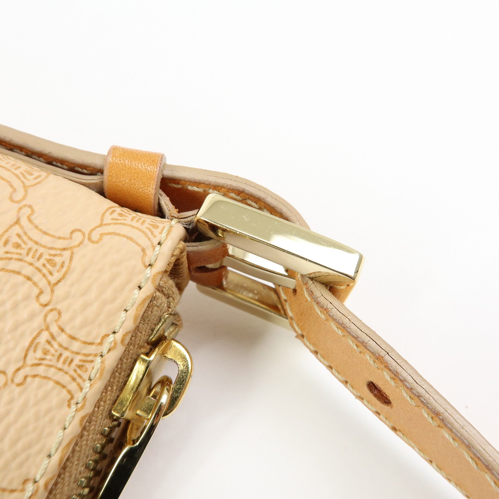 CELINE Macadam PVC Leather Hand Bag Shoulder Bag Beige