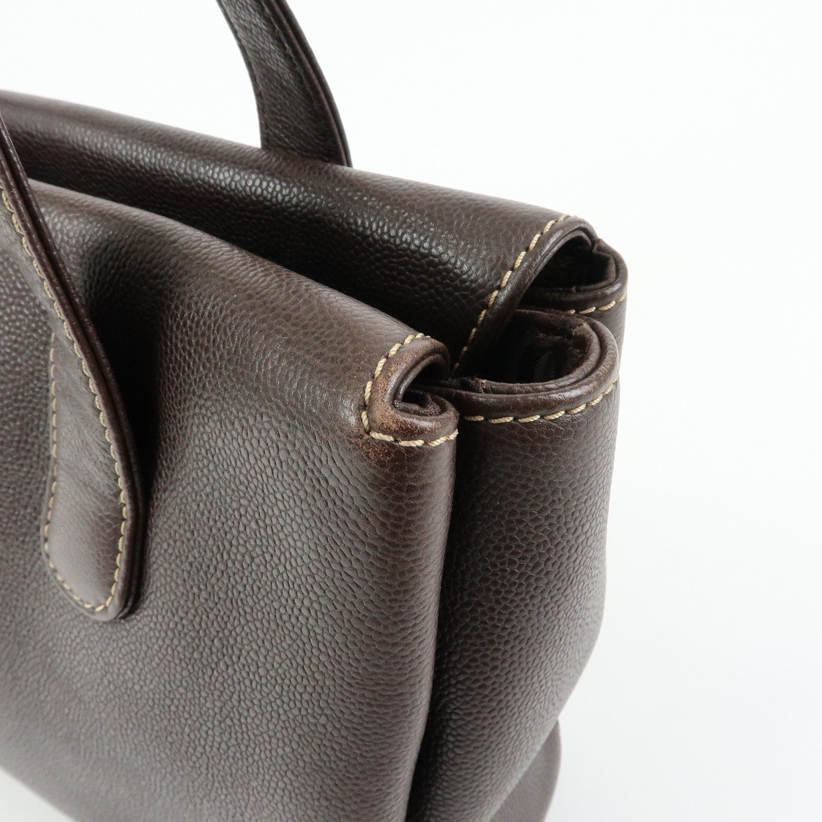 CHANEL COCO Mark Caviarskin Tote Bag Hand Bag Shoulder Bag Brown