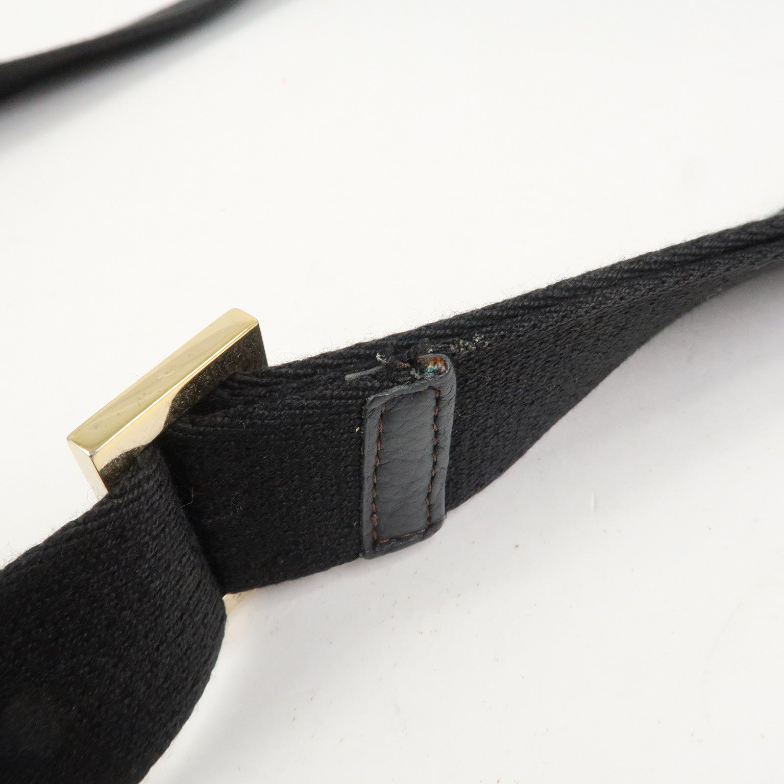 FENDI Zucchino Canvas Leather Shoulder Crossbody Bag Black 8BT090