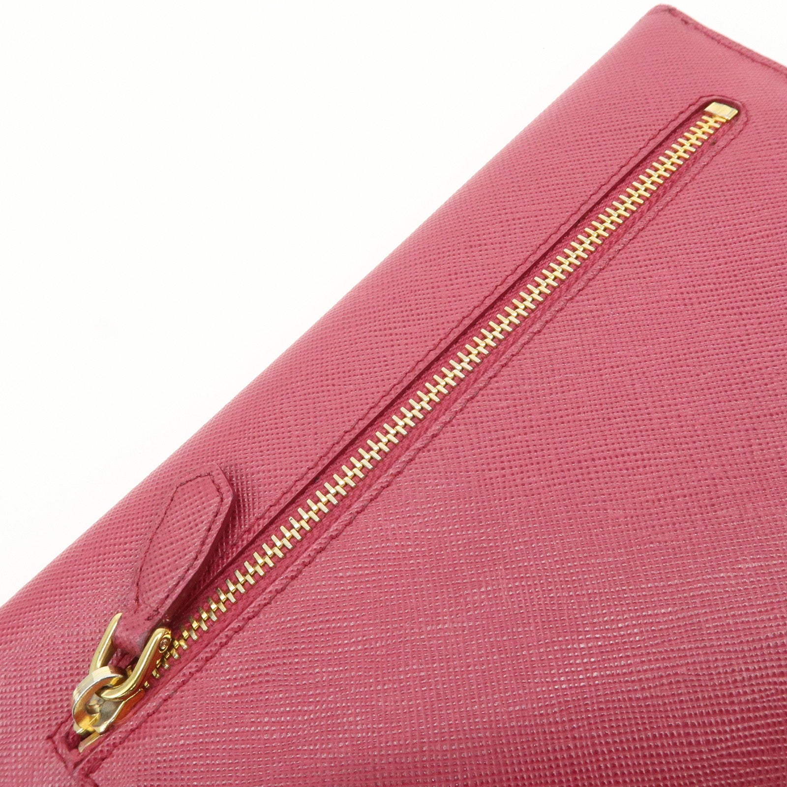 PRADA Saffiano Leather Pouch Document Folder Wallet Pink 1MF003