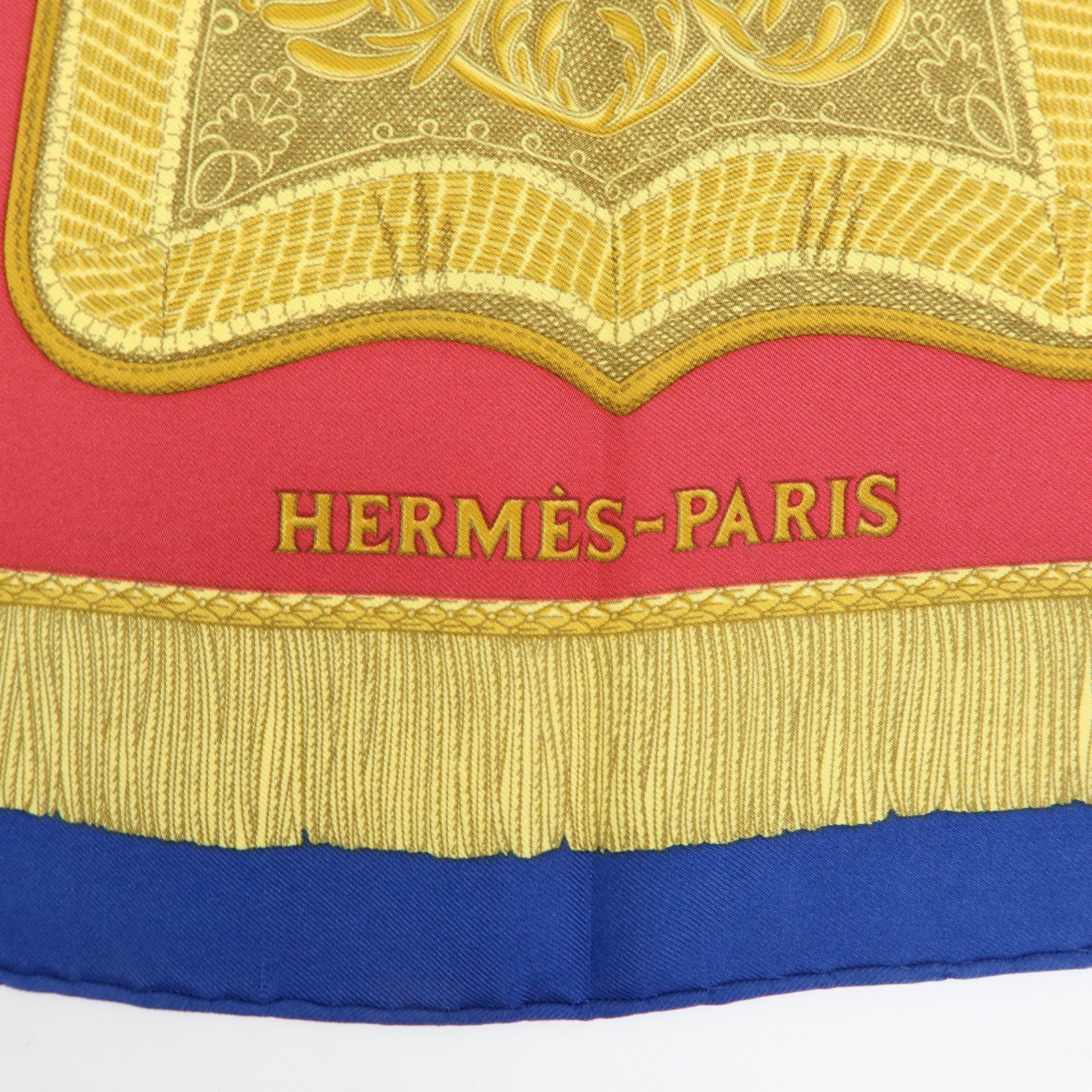HERMES Carre 90 Silk 100% Scarf Poste et Cavalerie Blue Yellow Red