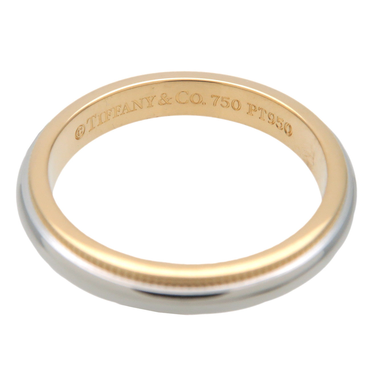 Tiffany & Co Milgrain Band Ring #12.5 750YG PT950 US6.5 EU52.5 HK14