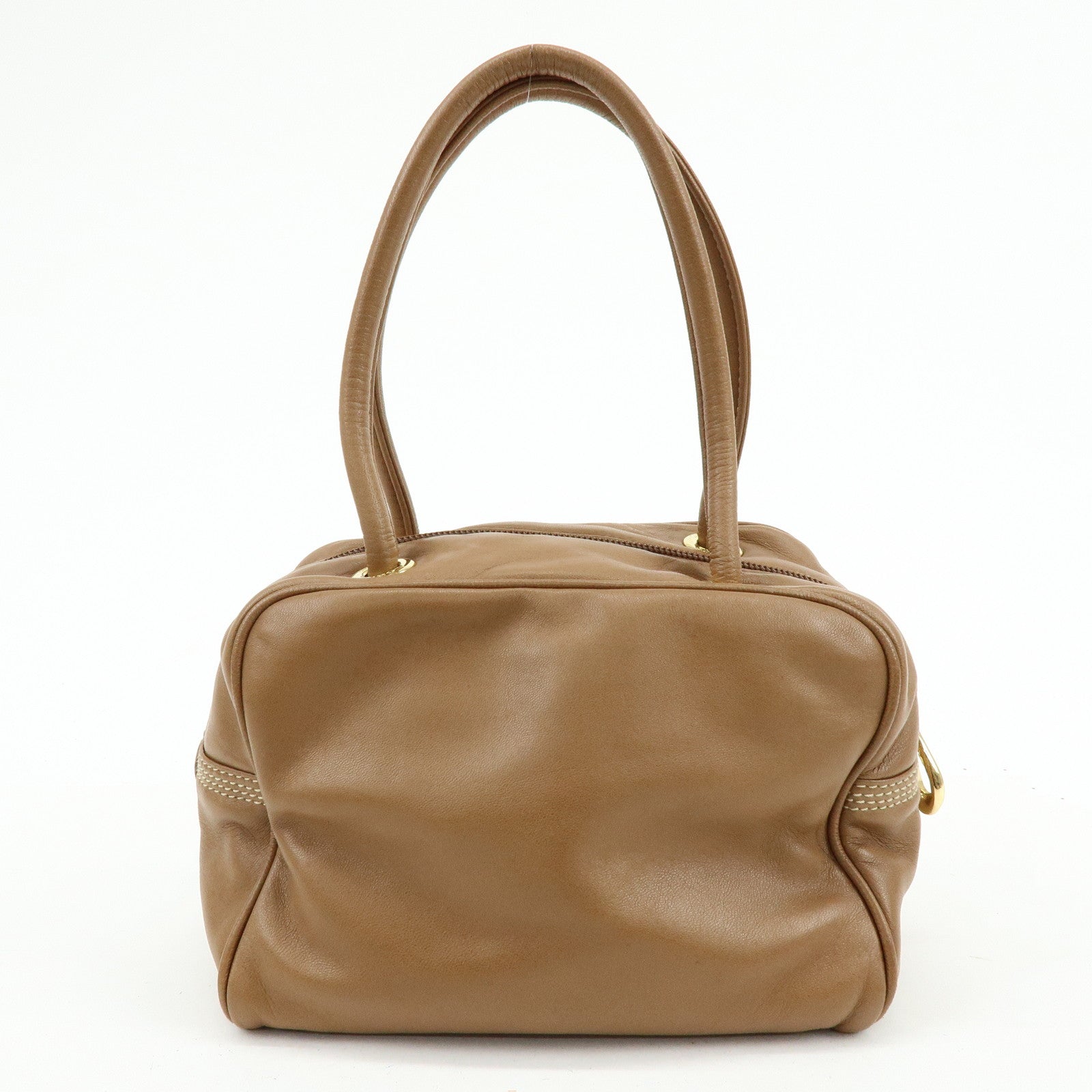 LOEWE Anagram Nappa Leather Hand Bag Mini Boston Bag Brown
