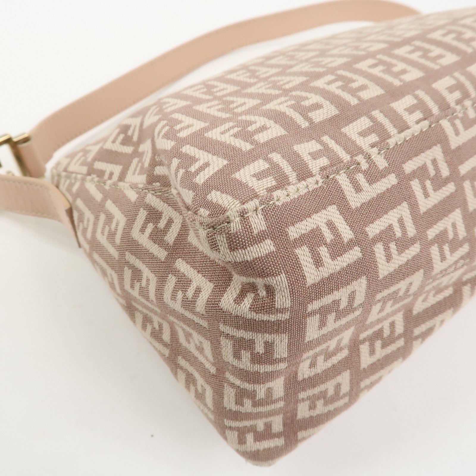 FENDI Zucchino Canvas Leather Shoulder Bag Hand Bag Pink 8BR444