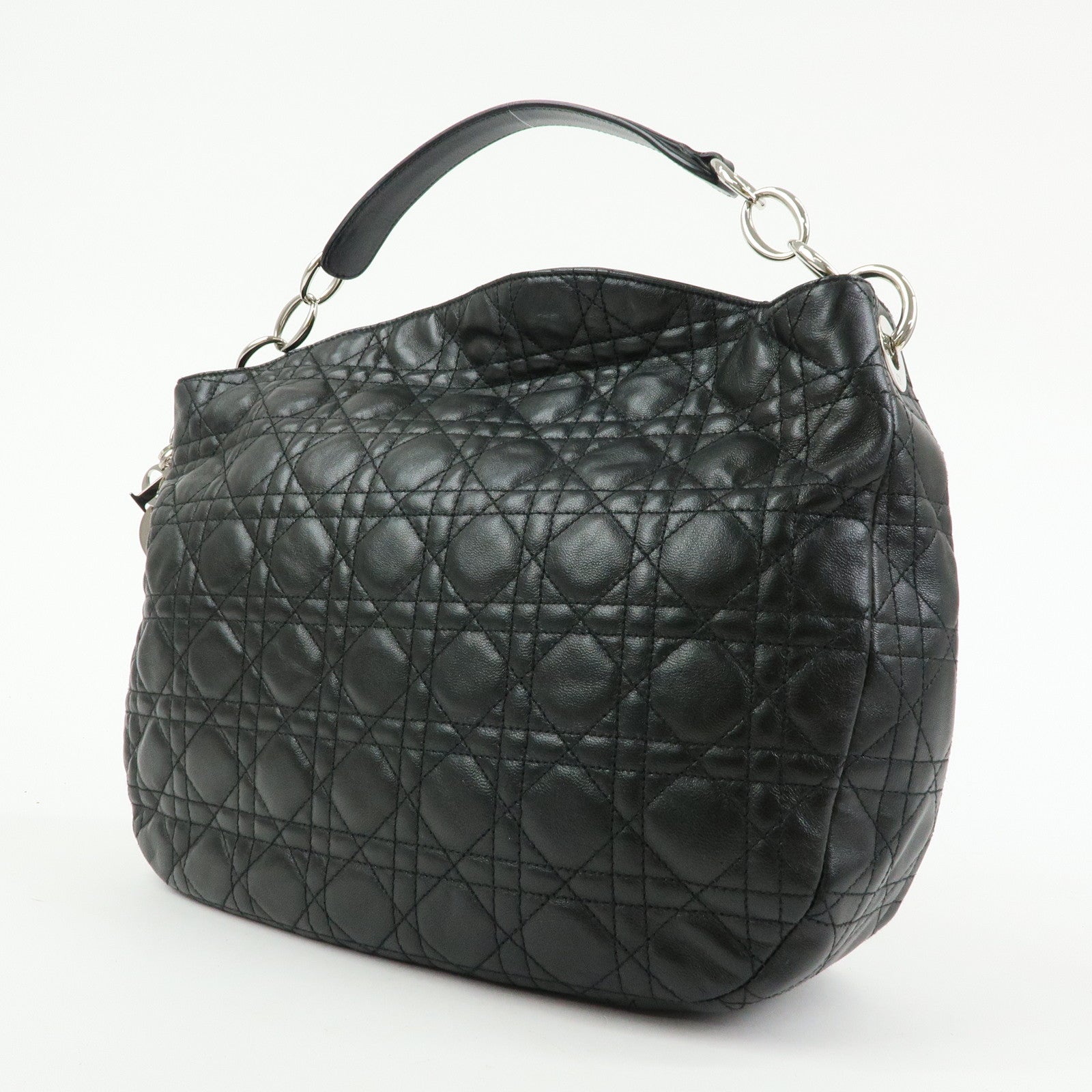 Christian Dior Cannage Lambskin Shoulder Bag Hand Bag Black