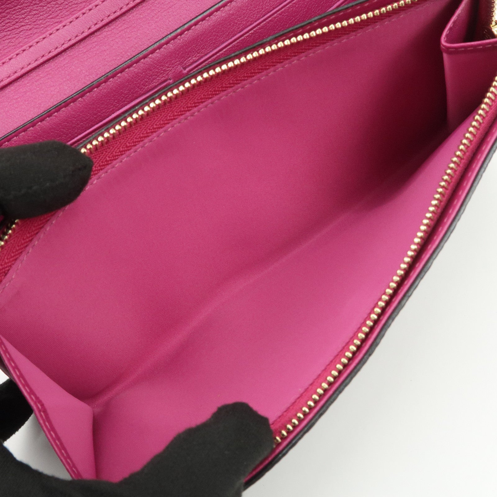 Christian Dior Leather Chain Wallet Hand Bag Black Pink