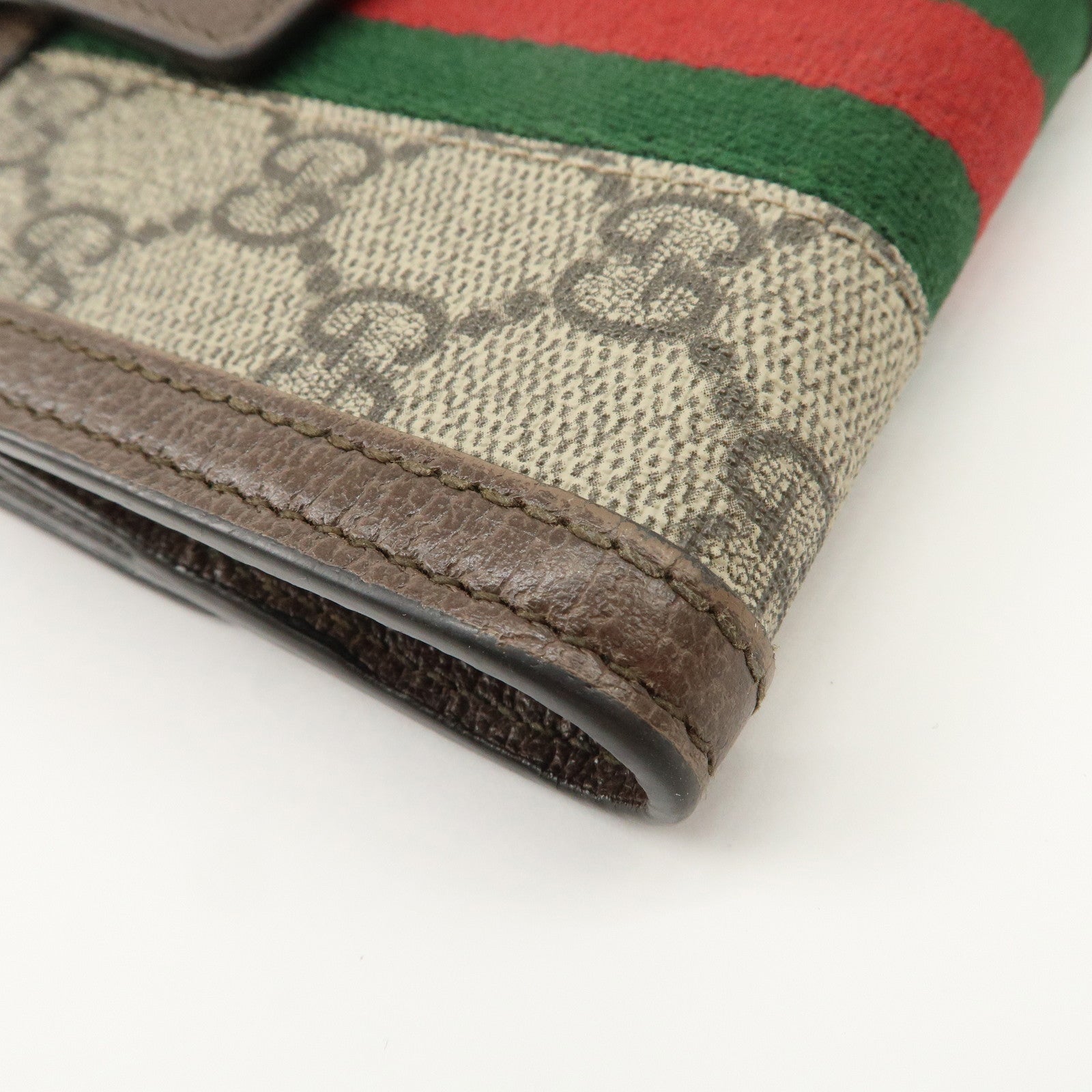 GUCCI Ophidia Sherry GG Supreme Wallet Beige Brown 523173 Used