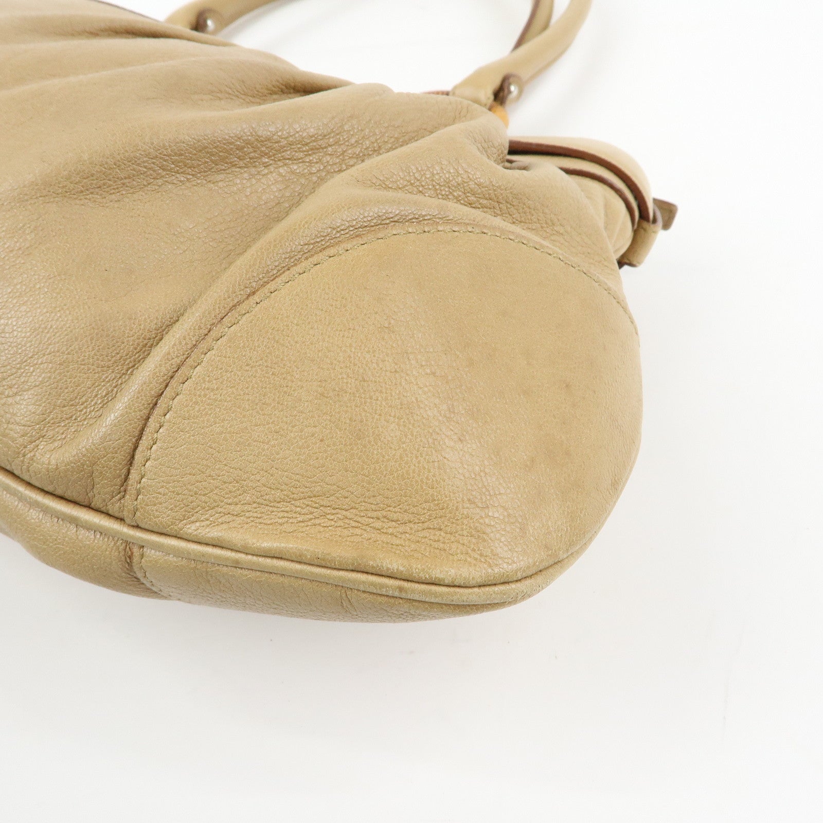 Ferragamo Gancini Leather Rattan Shoulder Bag Light Brown