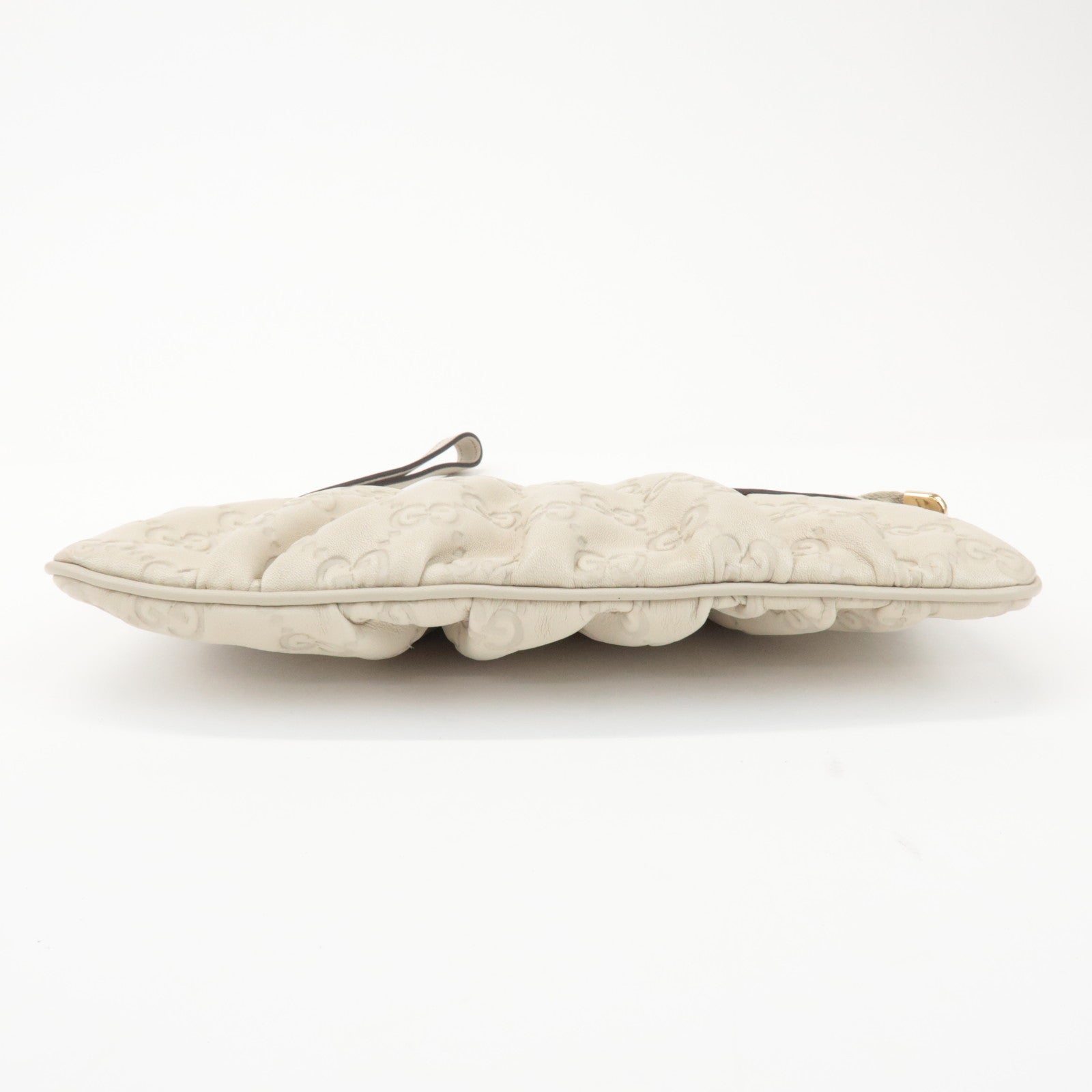 GUCCI Guccissima Leather Pouch Wrist Bag Ivory 212203