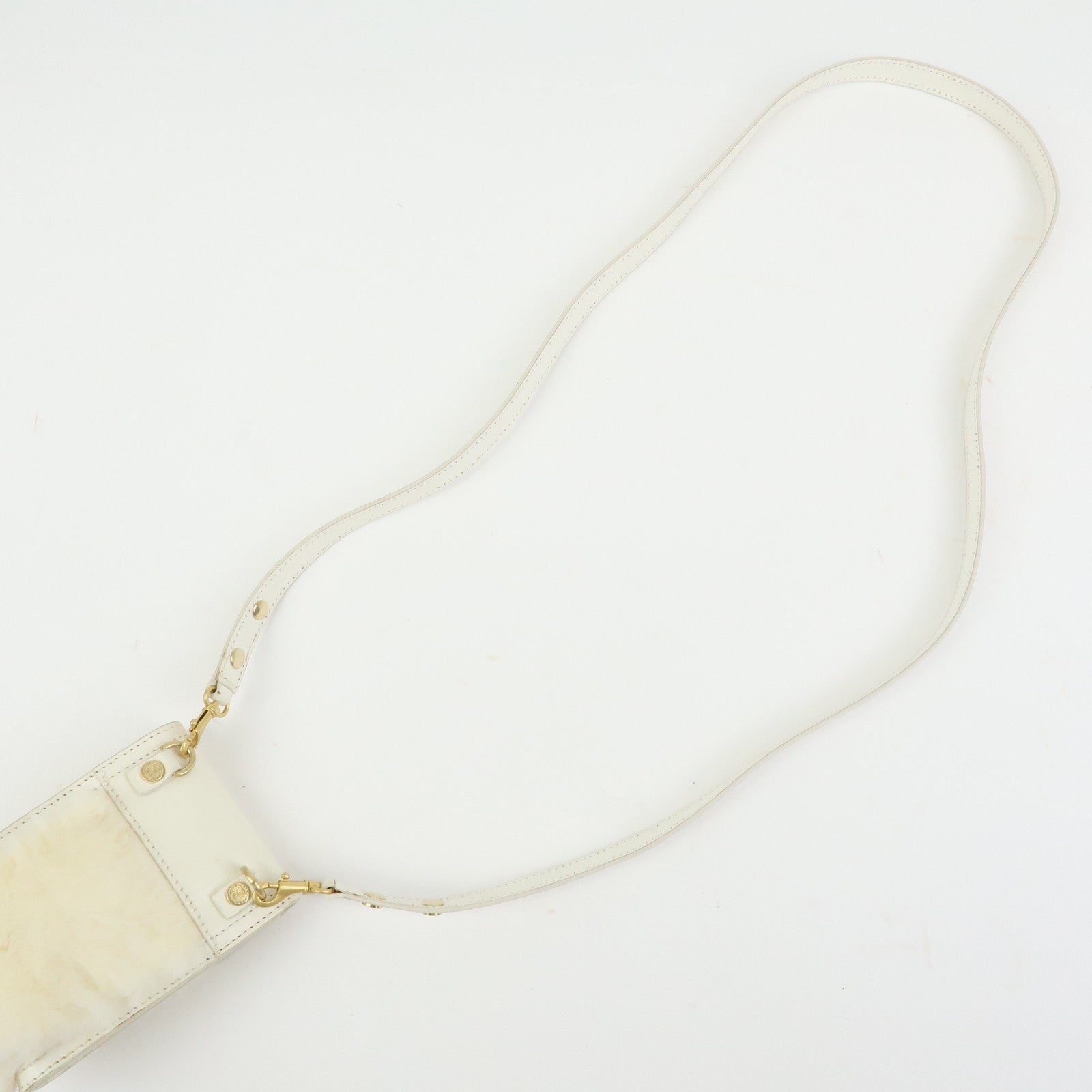 CELINE Triomphe Leather Lapin Fur Shoulder Bag Crossbody Bag Ivory