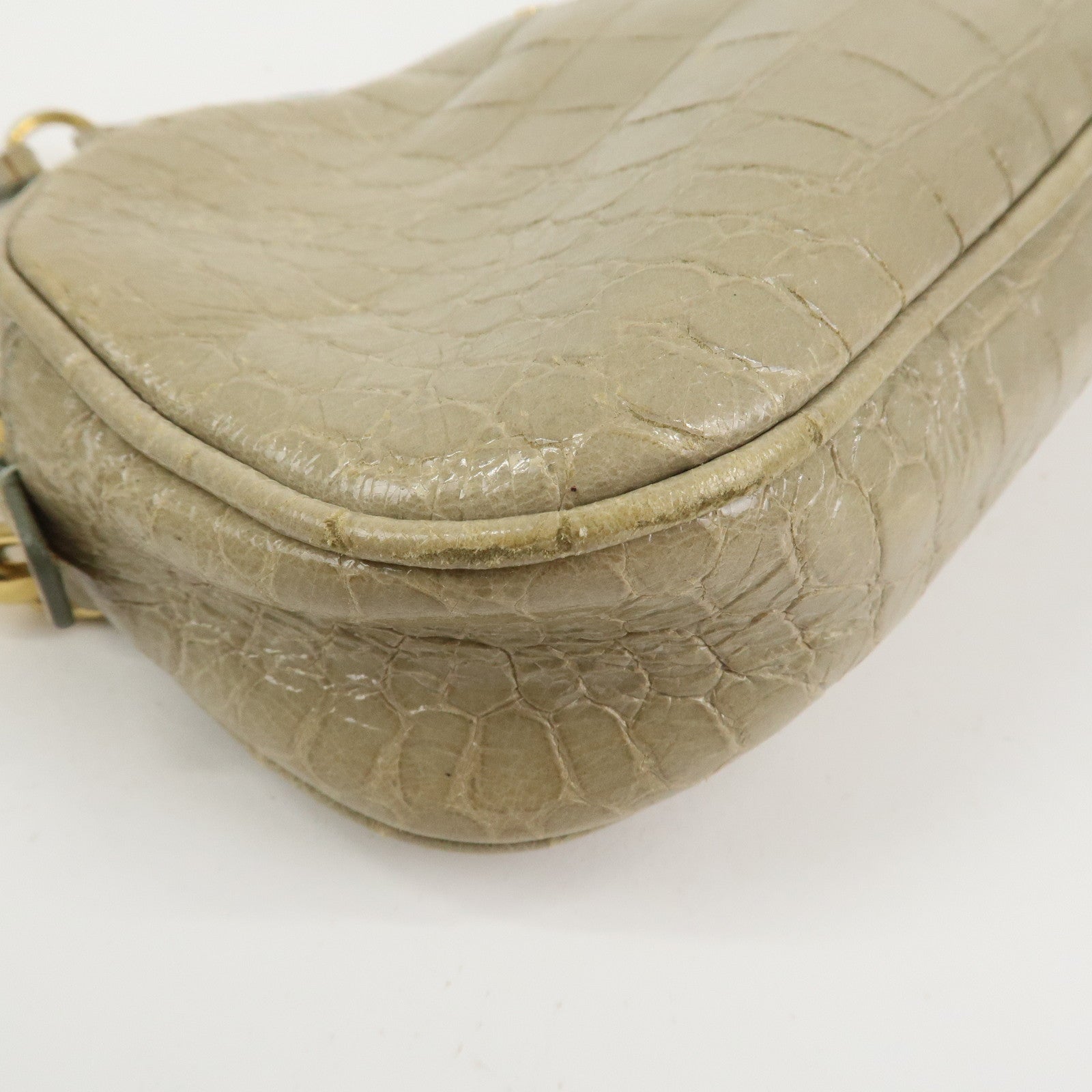 MIU MIU Patent Leather Shoulder Bag Crossbody Bag Beige 5N1477